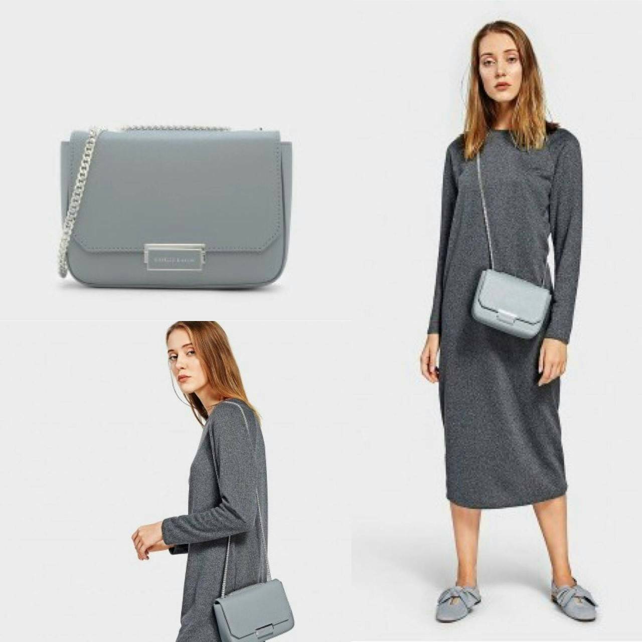 CHARLES & KEITH PUSH-LOCK CHAIN BAG กระสะพายใบเก๋ วัสดุหนังปั๊มลายคาร์เวียร์ เปิดปิดด้วยตัวล็อกที่ด้านหน้า ด้านในมีช่องซิป ช่องใส่บัตร สามารถใส่ iphone 7 plus ได้ รุ่นนี้จะสะพายแบบสายคู่/สายเดี่ยวก็ได้นะคะ สวยครบเครื่องเลยค่ะ