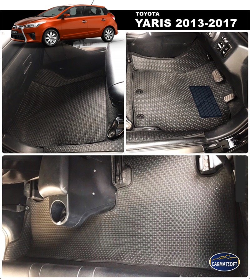 พรมปูพื้นรถยนต์ YARIS 2013-2017 ลายสนุ๊กสีดำ เต็มคัน