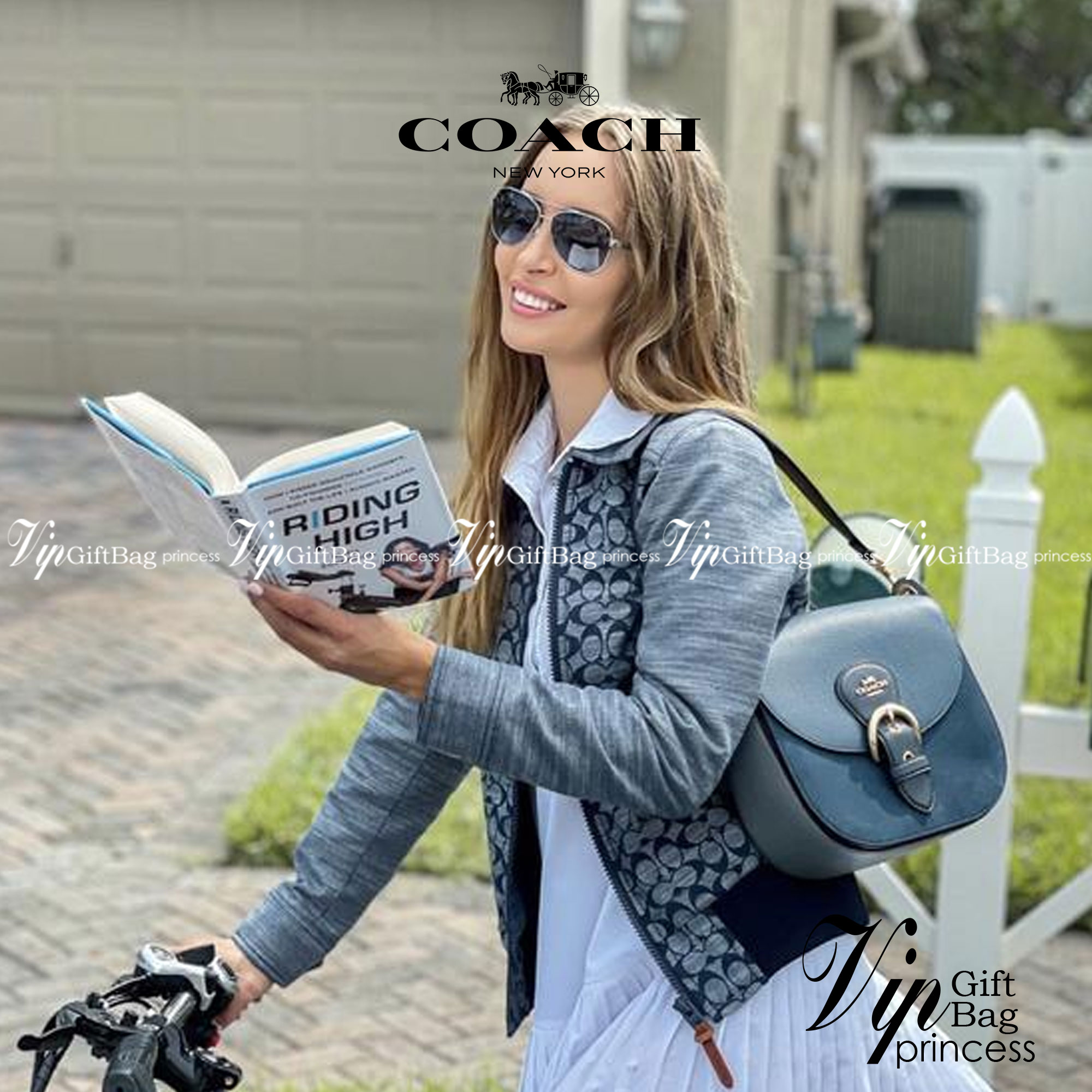 Coach Kleo Shoulder Bag 23 In Signature Chambray พร้อมส่งที่ไทย