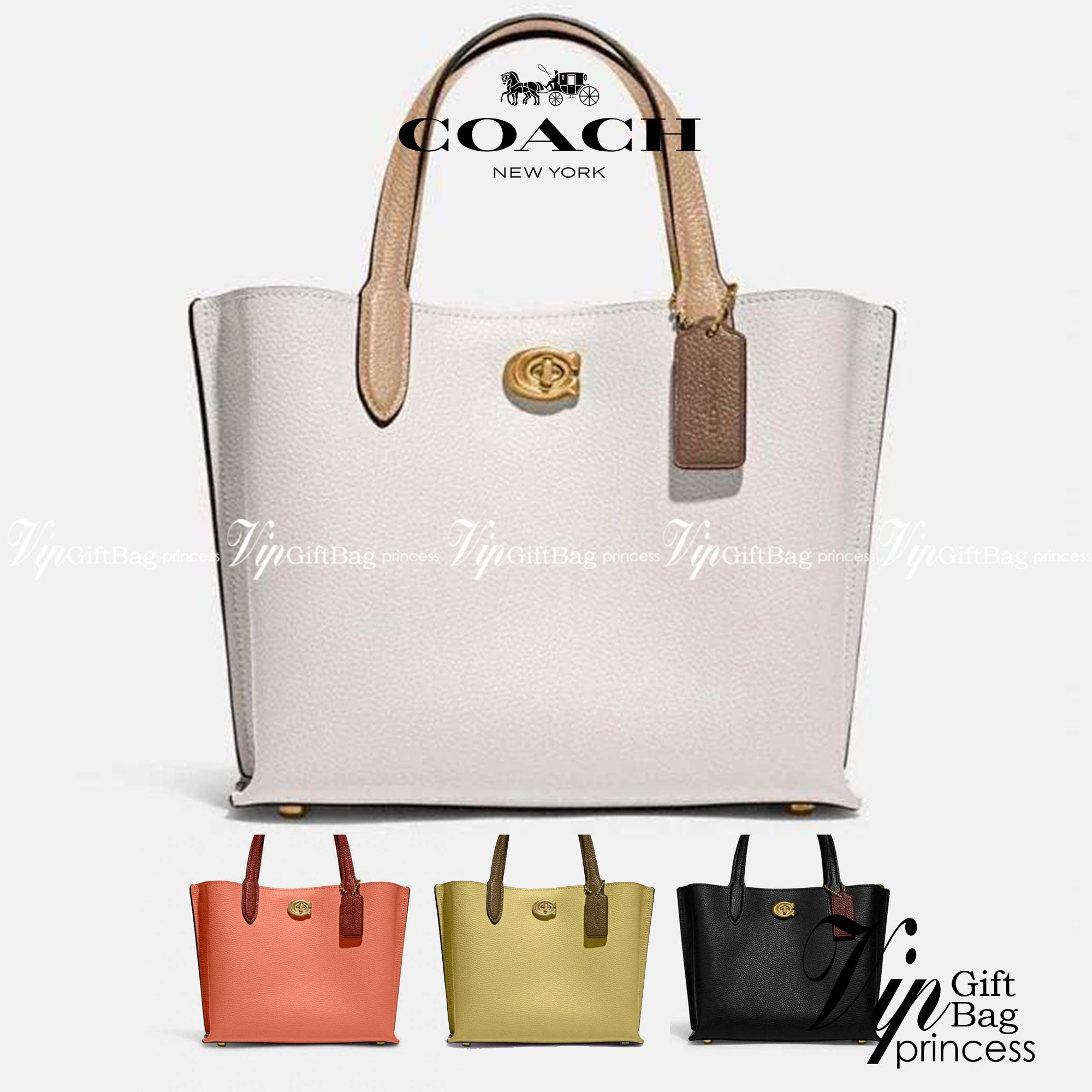 COACH C8561 C8869 WILLOW TOTE 24 IN COLOR BLOCK น้องสาวลุคลูกคุณมาแล้วจ้า กระเป๋าถือ/สะพาย ดีไซน์คัลเลอร์บล็อค ลงตัว เรียบหรู ใบจริงคือผู้ดี๊ผู้ดี ใช่ได้ทุกๆโอกาส วัสดุหนัง pepble อยู่ทรง เปิดปิดด้วยตัวบิดล็อค และอีกฝั่งเป็นกระดุมแม่เหล็ก ภายในโล่งกว้าง ใ