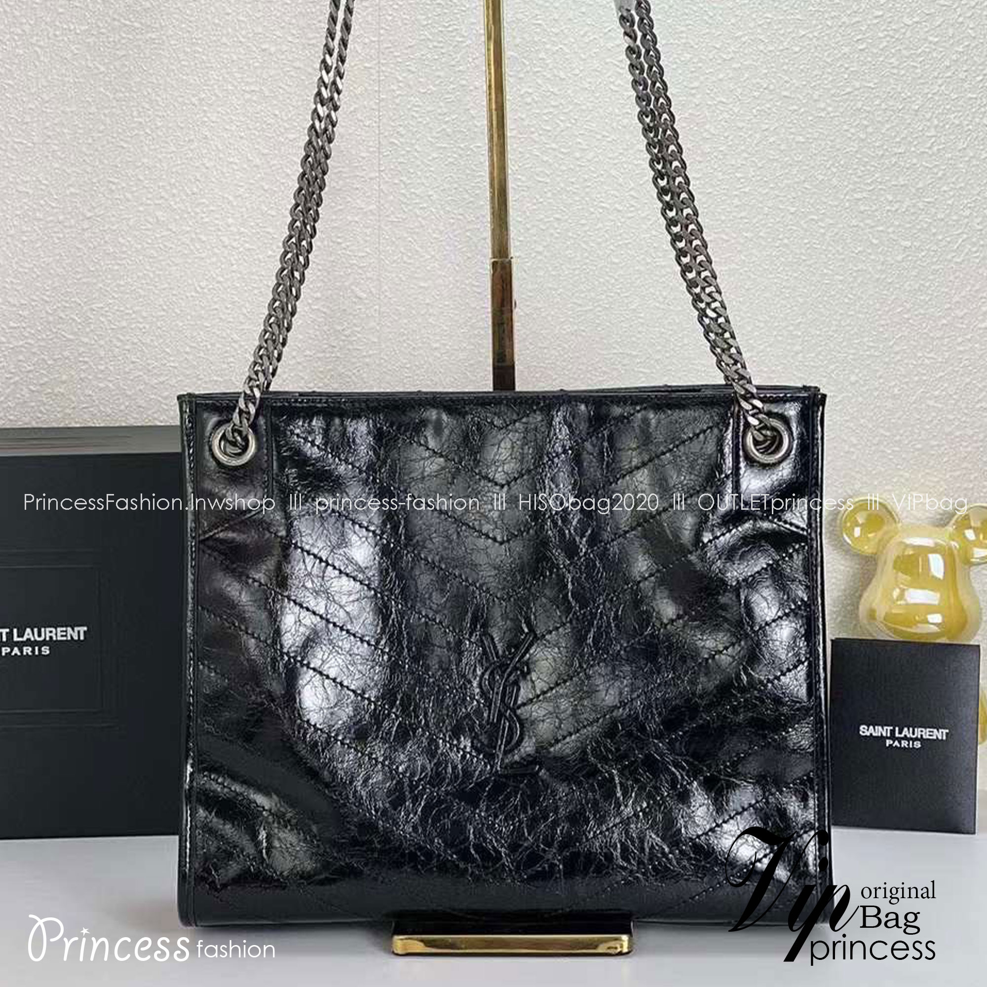 YSL NIKI SHOPPING IN VINTAGE LEATHER 32cm / YSL TOTE BAG กระเป๋าสะพาย เกรดหนังเงาสวยเต็มใบ เกรดออริ 1:1 ใช้งานต่างประเทศได้