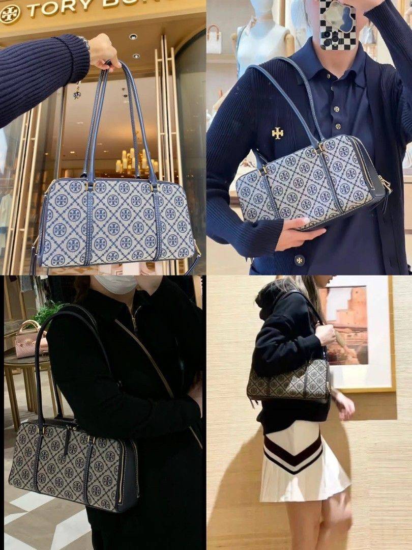 TORY BURCH Small T Monogram Marshmallow Satchel / Tory Burch tote handbag พร้อมส่ง 2 สี ใหม่ล่าสุด กระเป๋าสะพายไหล่ดีไซน์สุดทันสมัย ตัดเย็บสวยงาม ผ้า jacquard ตัดหนัง เปิด-ปิดแบบซิป มีช่องแบ่ง 2 ช่อง มีซิปลับด้านใน ใส่ของได้เยอะมากๆ ค่ะ