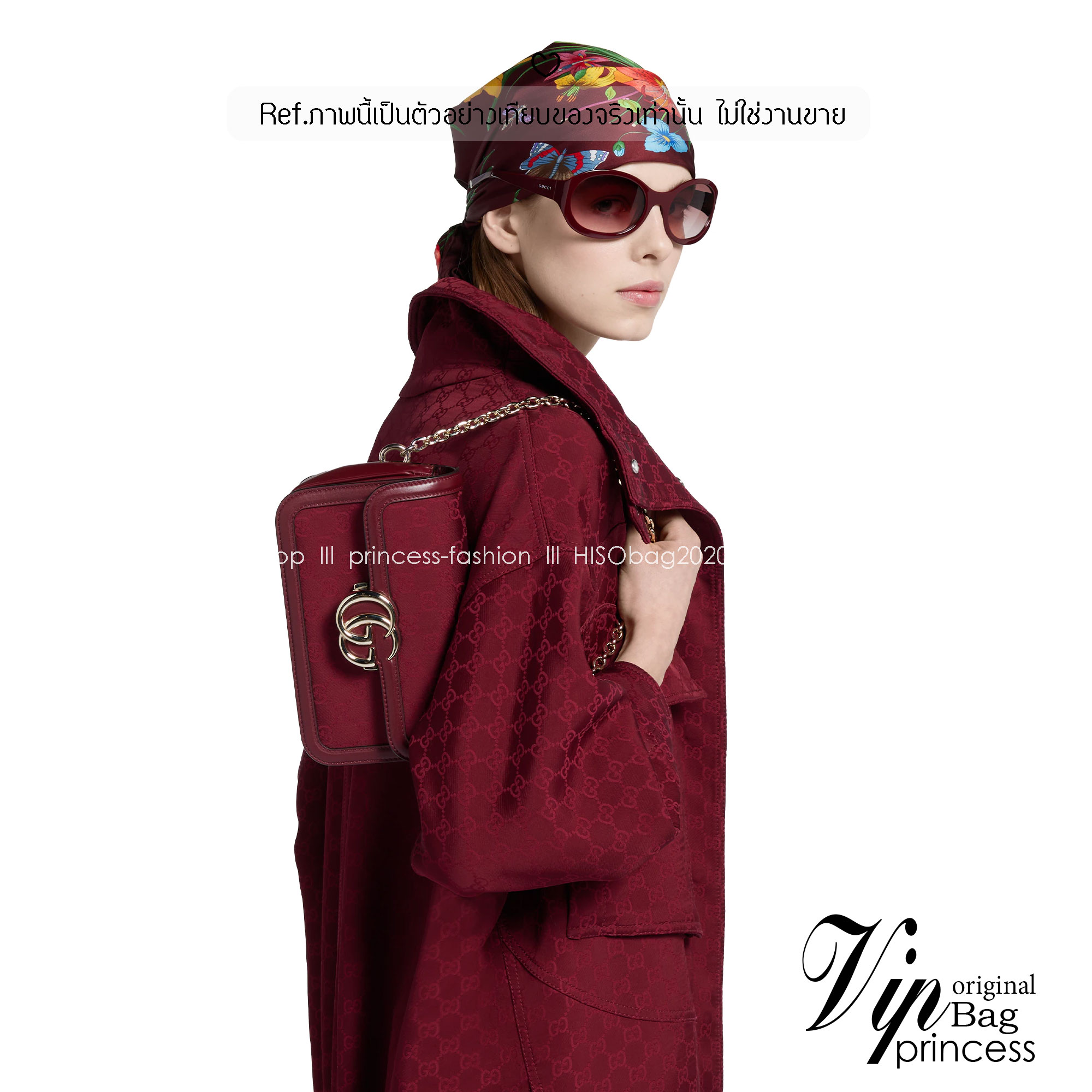 GUCCI Go small shoulder bag กระเป๋าสะพายไหล่ใหม่ล่าสุด พร้อมสาย 2 เส้น สายโซ่และสายหนังถอดได้ ทรงคลาสสิคสวยผู้ดี ตัวกระเป๋าเป็นงานผ้าทอลายโลโก้