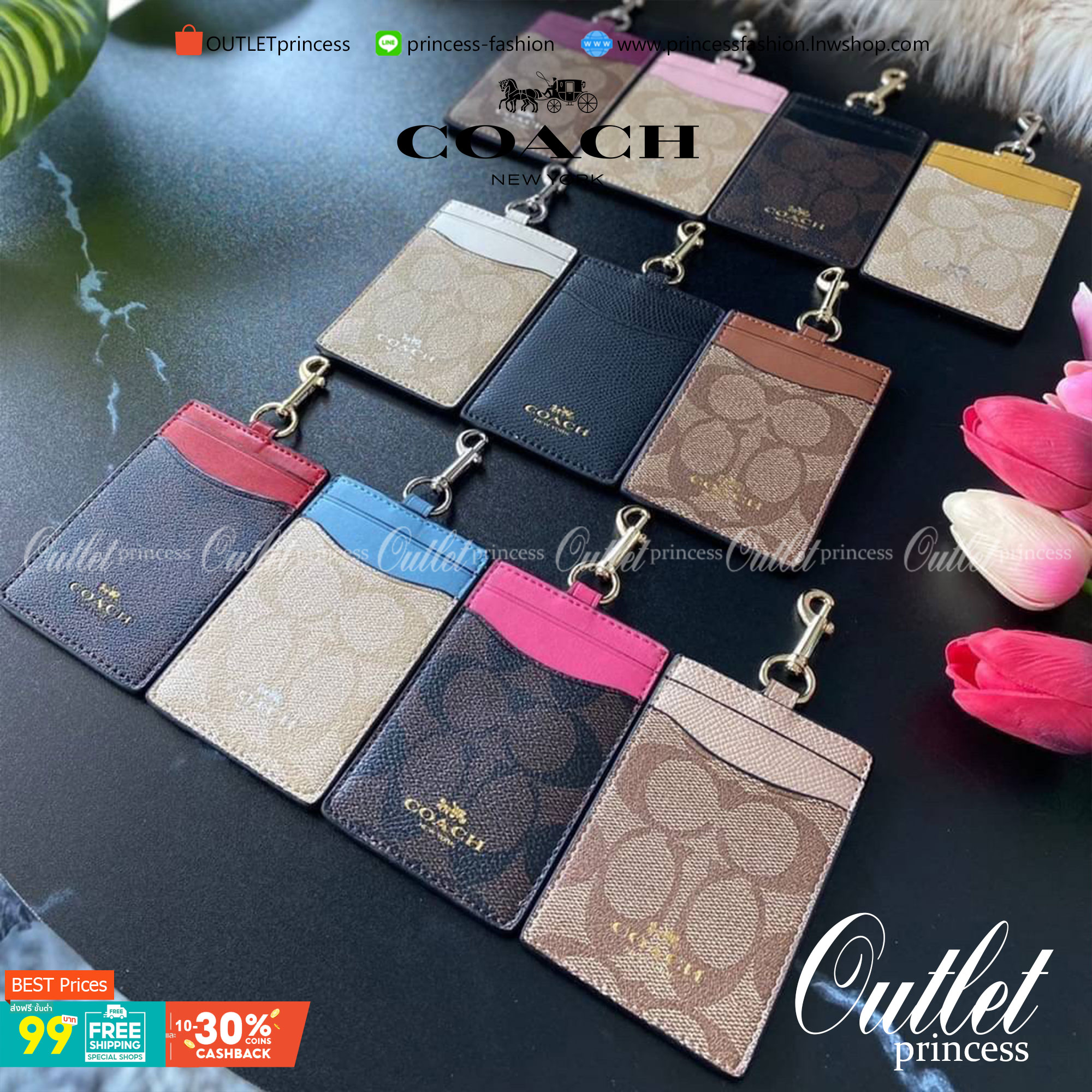 COACH F63274 ID LANYARD IN SIGNATURE COATED CANVAS กระเป๋าใส่บัตรคล้องคอ ลาย C ทั้งใบ ด้านหน้าตกแต่งชื่อแบรนด์ สวยมากกก ใส่บัตรพนักงาน และบัตรต่างๆ มาพร้อมสายคล้องคอ สายถอดออกได้ ตัวกระเป๋ามี 3 ช่องค่ะ