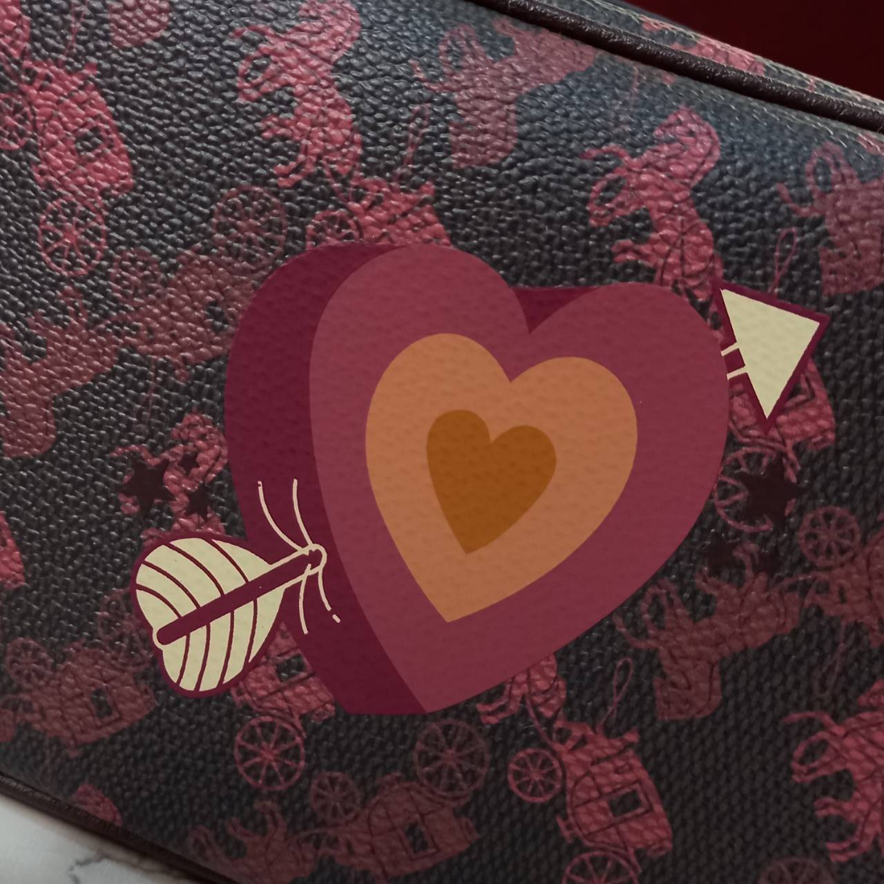 COACH Camera Bag 26, rainbow-red pattern COACH Camera Bag 16 With Horse And Carriage Print and Heart OXBLOOD (F79369 F88264) 🍁น่าใช้มากมาย รุ่นนี้มาพร้อมสายสปอร์ตใหญ่ ถอดเก็บได้ ปรับระดับได้ หนาแน่น ทนทาน จุของได้เยอะพอสมควร //วัสดุแคนวาส