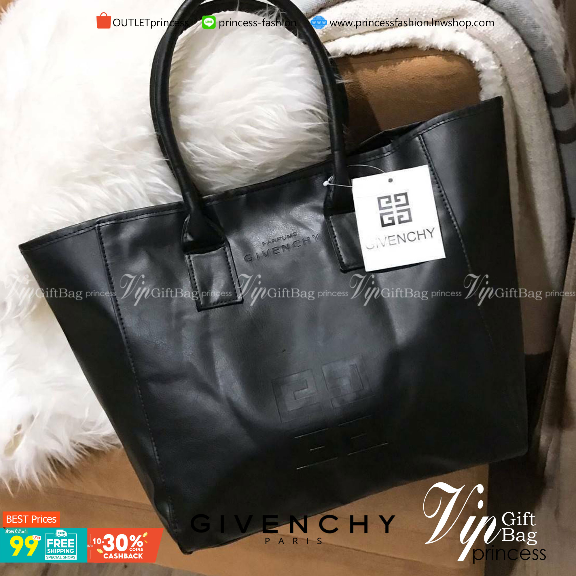 Givenchy Black Soft Leather Shoulder Handbags (Limited edition) กระเป๋าถือหรือสะพายพรีเมี่ยมของเเท้จาก "Givenchy Perfume Counter" วัสดุหนังนิ่มเรียบสีดำด้านหน้าปั้มโลโก้แบรนด์ GV ภายใน Polyester 100% สีดำสกรีนโลโก้สวยดูดี เปิดปิดด้วยกระดุมแม่เหล