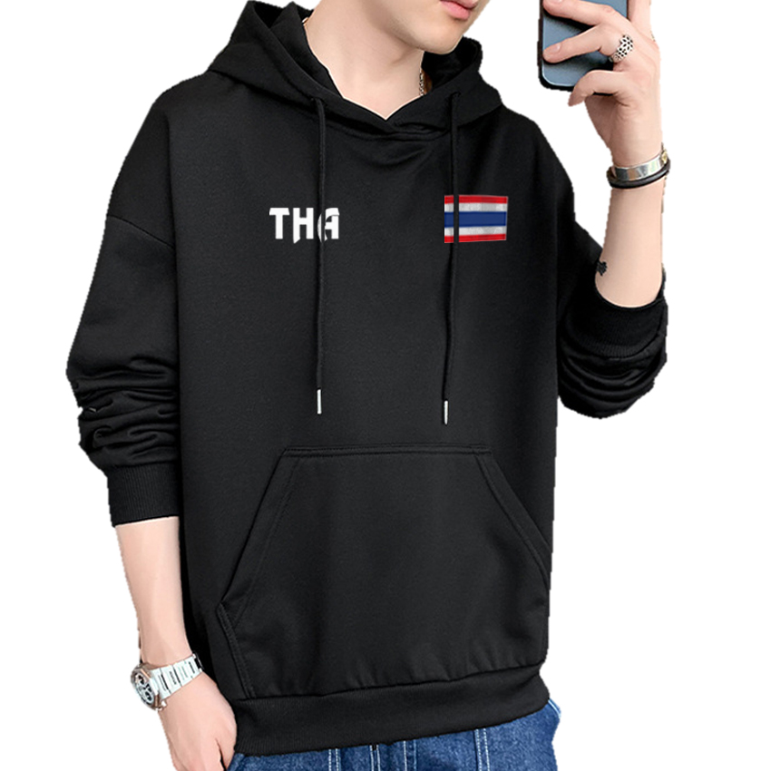 77designสกรีนเสื้อ Hoodie เสื้อฮูดดำ THAILAND