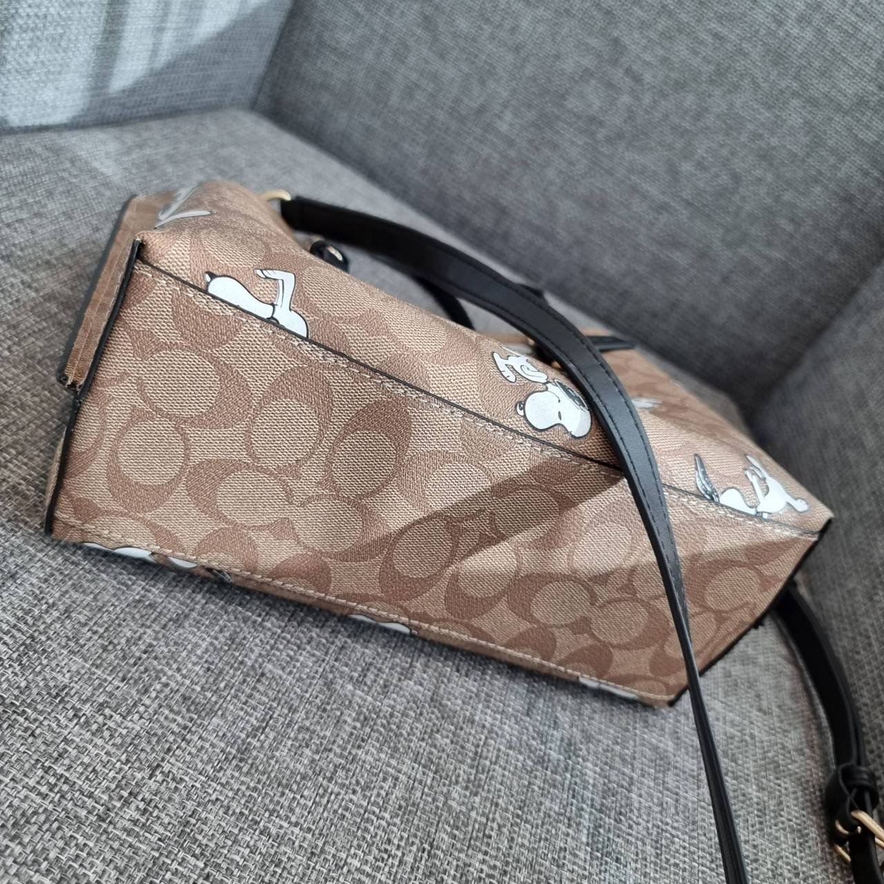 OUTLET 】COACH C4250 MOLLIE TOTE 25 IN SIGNATURE CANVAS WITH SNOOPY ใหม่ล่าสุด ยังไม่เข้าไทย!! กับรุ่นสุดฮอต ในดีไซน์คอลเลคชั่นใหม่ที่แรงไม่แพ้กัน!! กระเป๋าโท้ทไซส์เล็กตกแต่งลายสนูปพี ที่ใครๆก็หลงรักอย่างท่วมท้น น่ารักน่าใช้มากๆ วัสดุหนังแคนวาสเคลือบลาย ภา