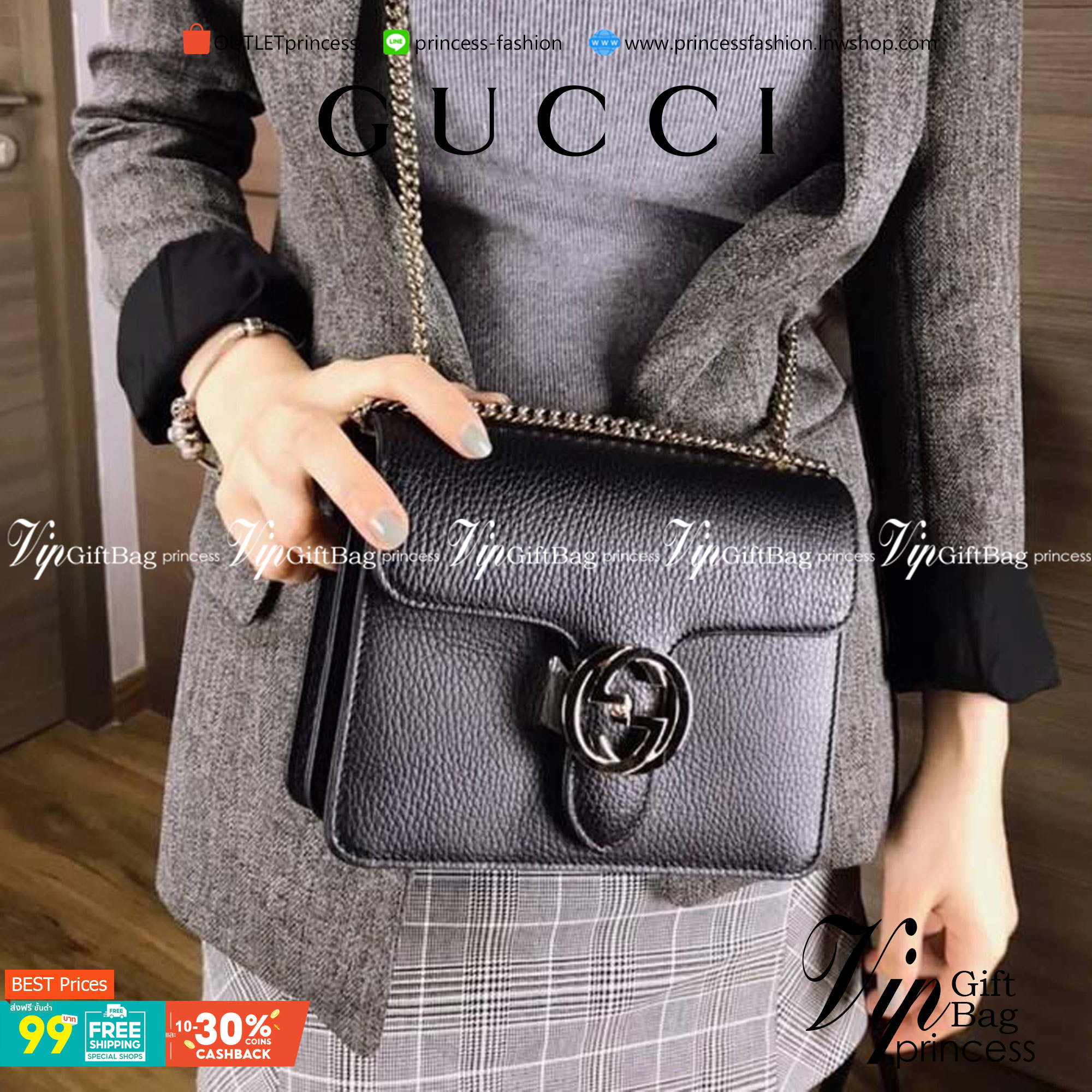 VIP GIFT 】หนังแท้ GUCCI Interlocking G Shoulder Bag กระเป๋าสะพายไหล่/ข้าง ดีไซน์ได้อย่างมีสไตล์ ดูมีสเน่ห์ด้วยโทนสีดำสุดคลาสสิก ใบนี้แมทช์ได้กับทุกลุค เท่ๆ casual หรูหรา มีช่องแบ่งสัดส่วนสวยงาม สาวๆขี้เบื่อขอแนะนำใบนี้เลยจ้า ลูกเล่นเยอะมาก เปลี่ยนสไตล์ได้