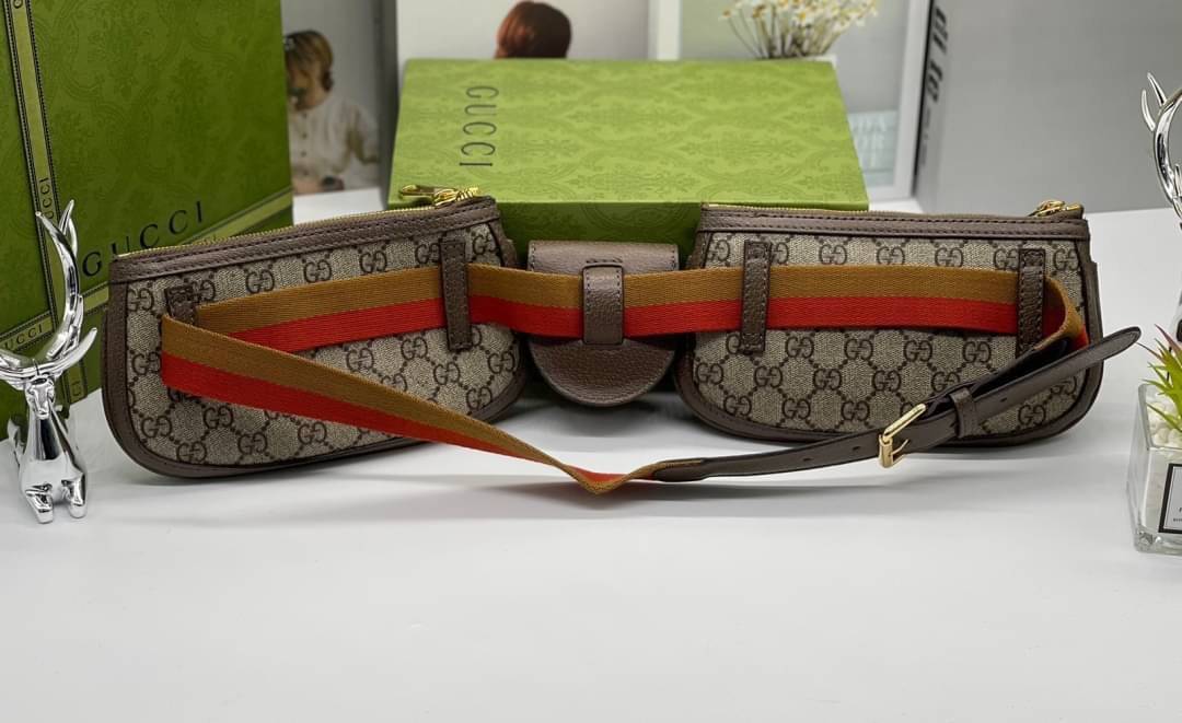 GUCCI Mini belt bag with round Interlocking G / Gucci Belt Bag เกรดออริจินอล กระเป๋าคาดเอว คาดอก เข้าเซ็ท 3 ใบ สุดคุ้ม รูปทรงเรขาคณิตนำเสนอใหม่อีกครั้งในคอลเล็กชั่น Gucci Love Parade