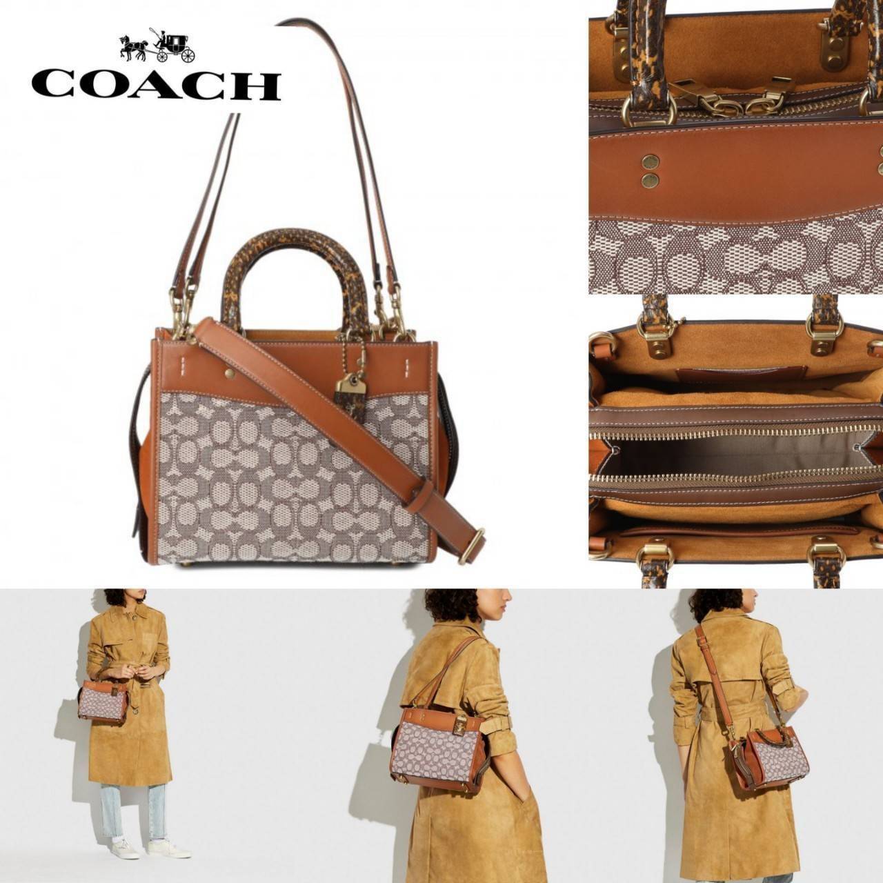 ดีเทลเนียบมาก คลาสสิค หรูหราได้ใจ😘🌺//>>COACH ROGUE 25 IN SIGNATURE TEXTILE JACQUARD WITH SNAKESKIN DETAIL(COACH C5467)🍁กระเป๋ารุ่นคลาสสิค หรูหรา มีรสนิยม จะถือ หรือสะพายได้ตามดีไซน์การใช้งานเลยจ้า// วัสดุ jacquard ลาย signatu