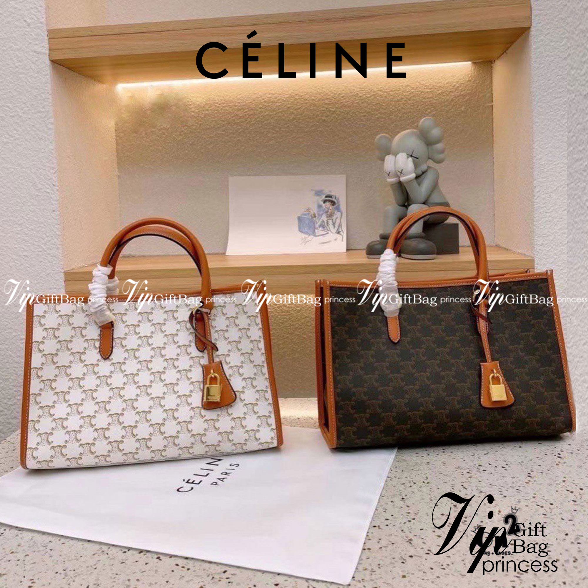 CELINE LARGE TOTE BAG VIP กระเป๋าทรงโท้ท shopping วัสดุ TRIOMPHE CANVAS หนังแท้สวยอยู่ทรงดีไซน์หรูคลาสสิค มาพร้อมTAGสายหนังห้อยกุญแจทอง ภายในโล่งกว้างมีช่องซิป หัวซิปแบรนด์ สามารถใส่เอกสาร A4 หนังสือ ipad Notebook ของใช้ได้เยอะจุใจ หูจับหนังแท้เเข็งแรงจับ