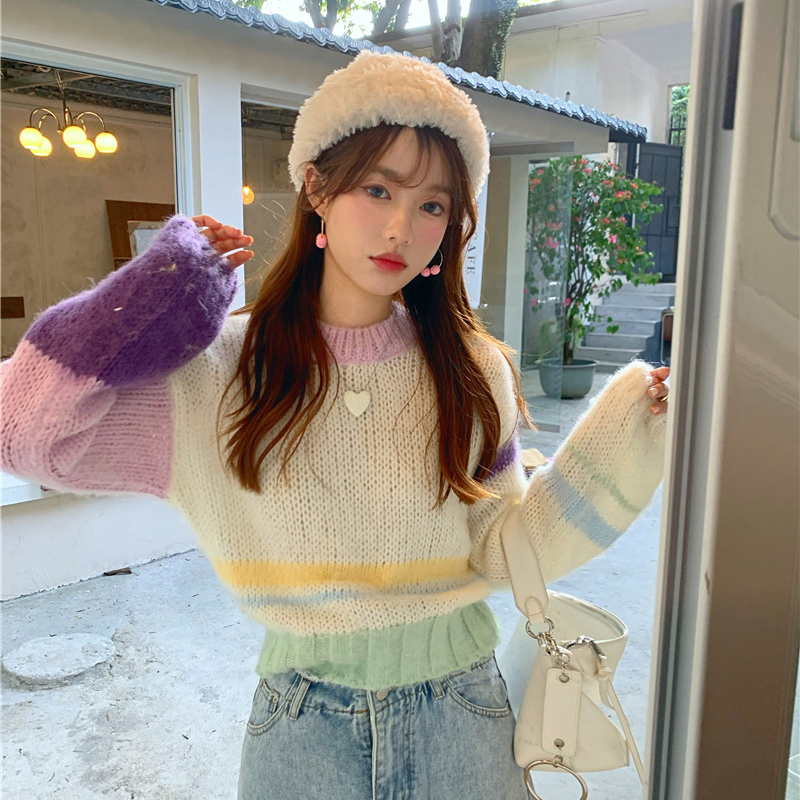 พร้อมส่ง 👗🎀 Pastely sweater เสื้อไหมพรมแขนยาวสีสวย (IN35989)