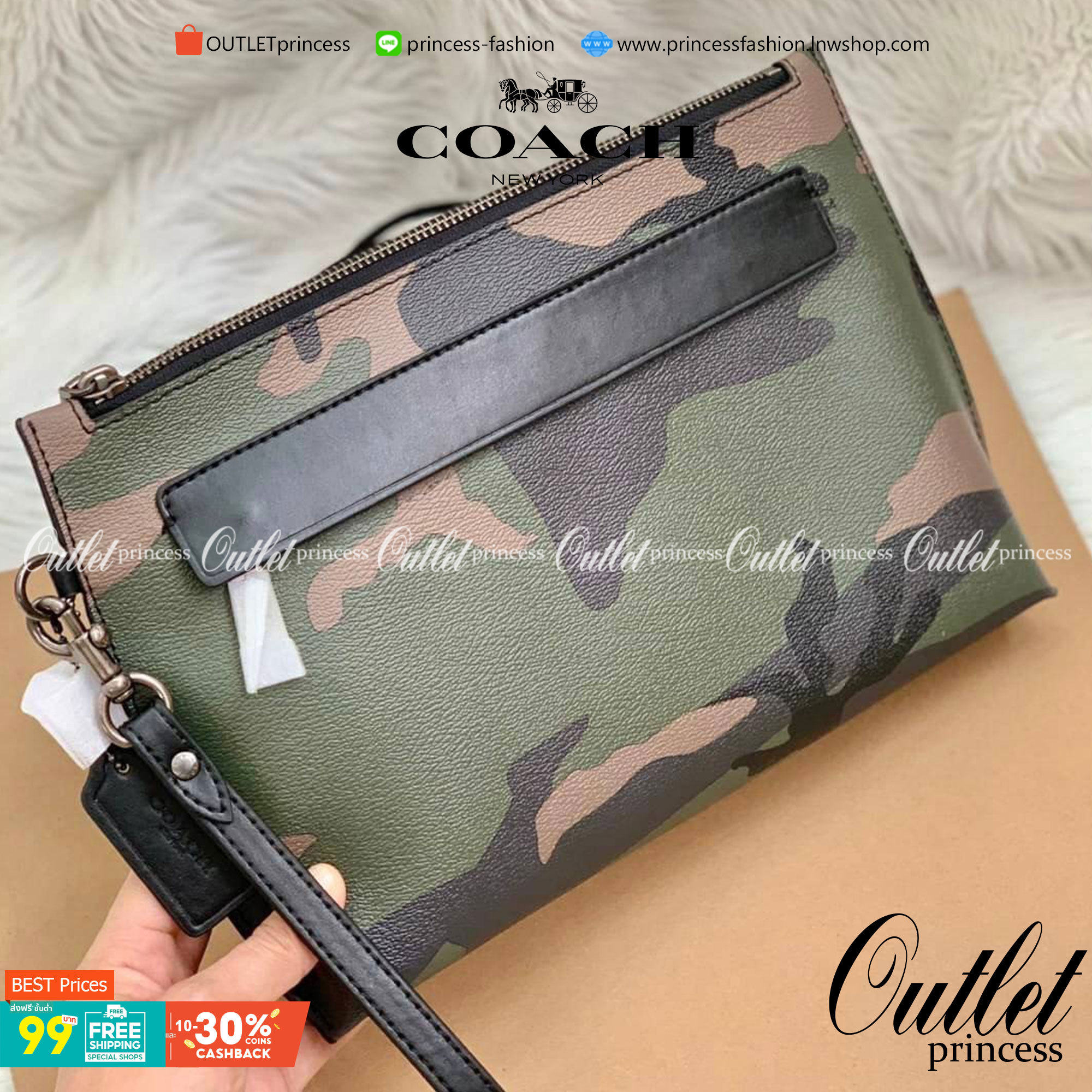 COACH CARRYALL POUCH WITH CAMO PRINT ((29127)) พร้อมส่งค่ะ! กระเป๋าคล้องมือแบบคลัท หนังแท้ หนังนิ่มลายทหารสวยค่ะ;สารมารถใส่ i pad;Tablet (บางรุ่น) ได้ค่ะ; มีช่องเล็กใส่ของจุกจิกสิงช่อง;ซิปซ่อนด้านหน้าหนึ่งช่อง พร้อมสายคล้องมือถอดออกได้หนึ่งสาย