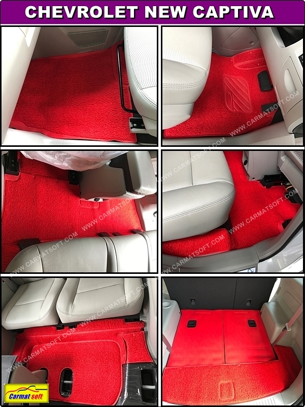 พรมดักฝุ่นไวนิลCHEVROLET CAPTIVA ปี2012-18 พรมดักฝุ่นรีดขอบ สีแดง เต็มคัน เข้ารูป