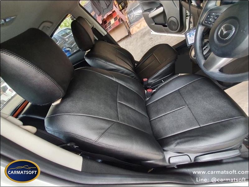 ชุดหุ้มเบาะรถยนต์MAZDA 2 (ปี2009-2014) หนังPVC เกรดA หนา1มิล สีดำ