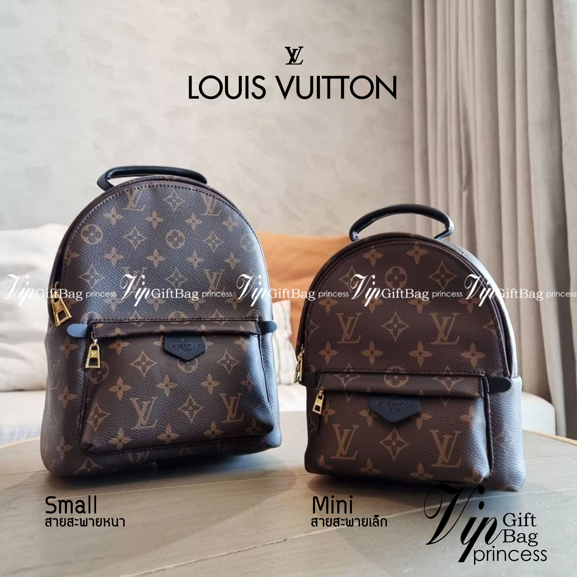 LV Backpack Size Small | สายสะพายเล็ก ถอดได้ LV palm springs New in!! เข้าแล้วกับไอเท็มยอดฮิต หรูหราพร้อม box set สุดสวย ที่สุดของความคุ้มค่า LV palm springs กระเป๋าแบ็คแพ็ค มาให้เลือก 2 ไซส์ ขายดี วัสดุหนังแคนวาสคุณภาพดี มีช่องซิปแบ่งสัดส่วน ใบเล็กสายวะพ
