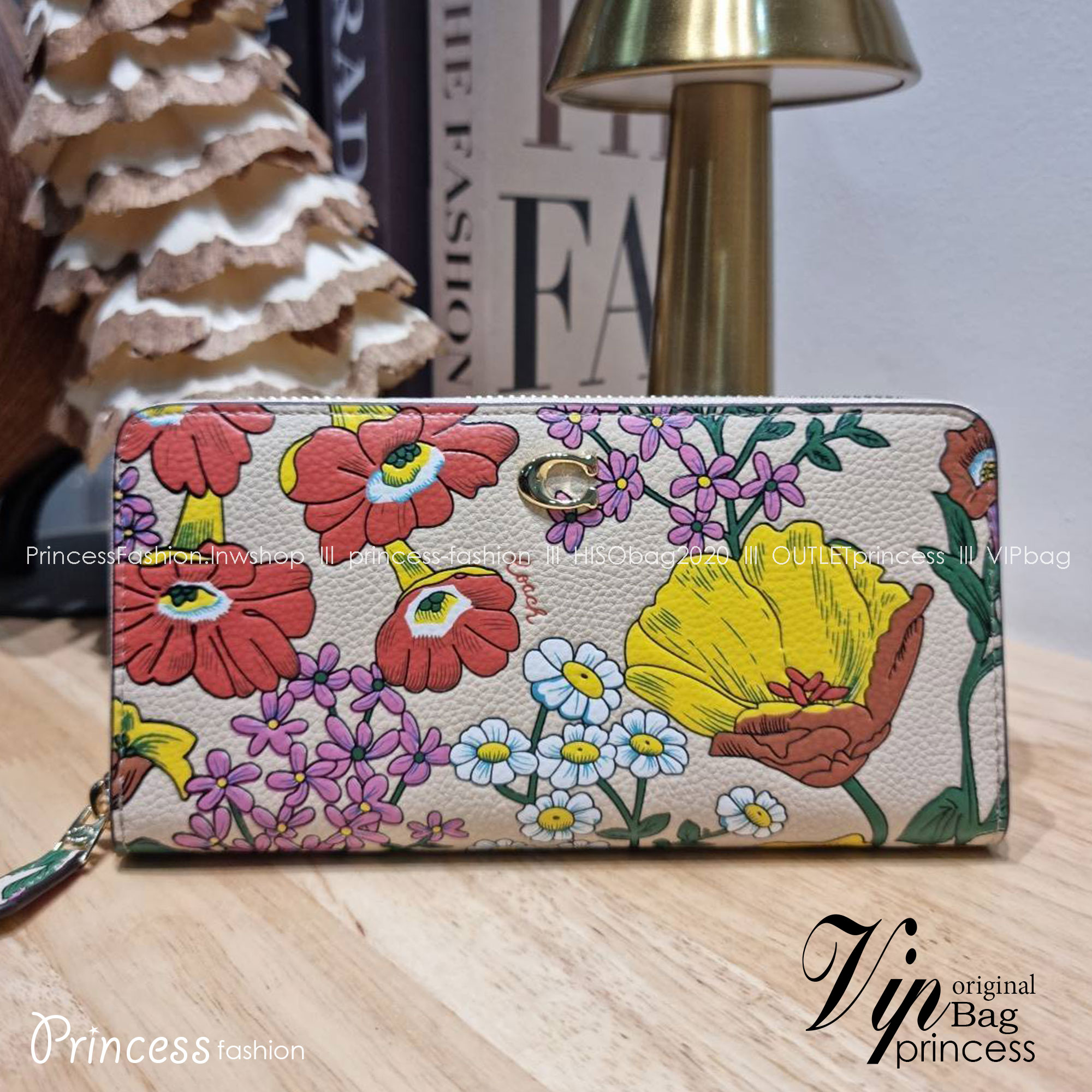 COACH LONG ZIP AROUND WALLET WITH FLORAL PRINT CJ373 / CR930 กระเป๋าสตางค์ใบยาวลายดอกไม้สดใส เกรดท็อปออริ เกรดดีสุด สลับแท้ 1:1 ใช้ต่างประเทศได้