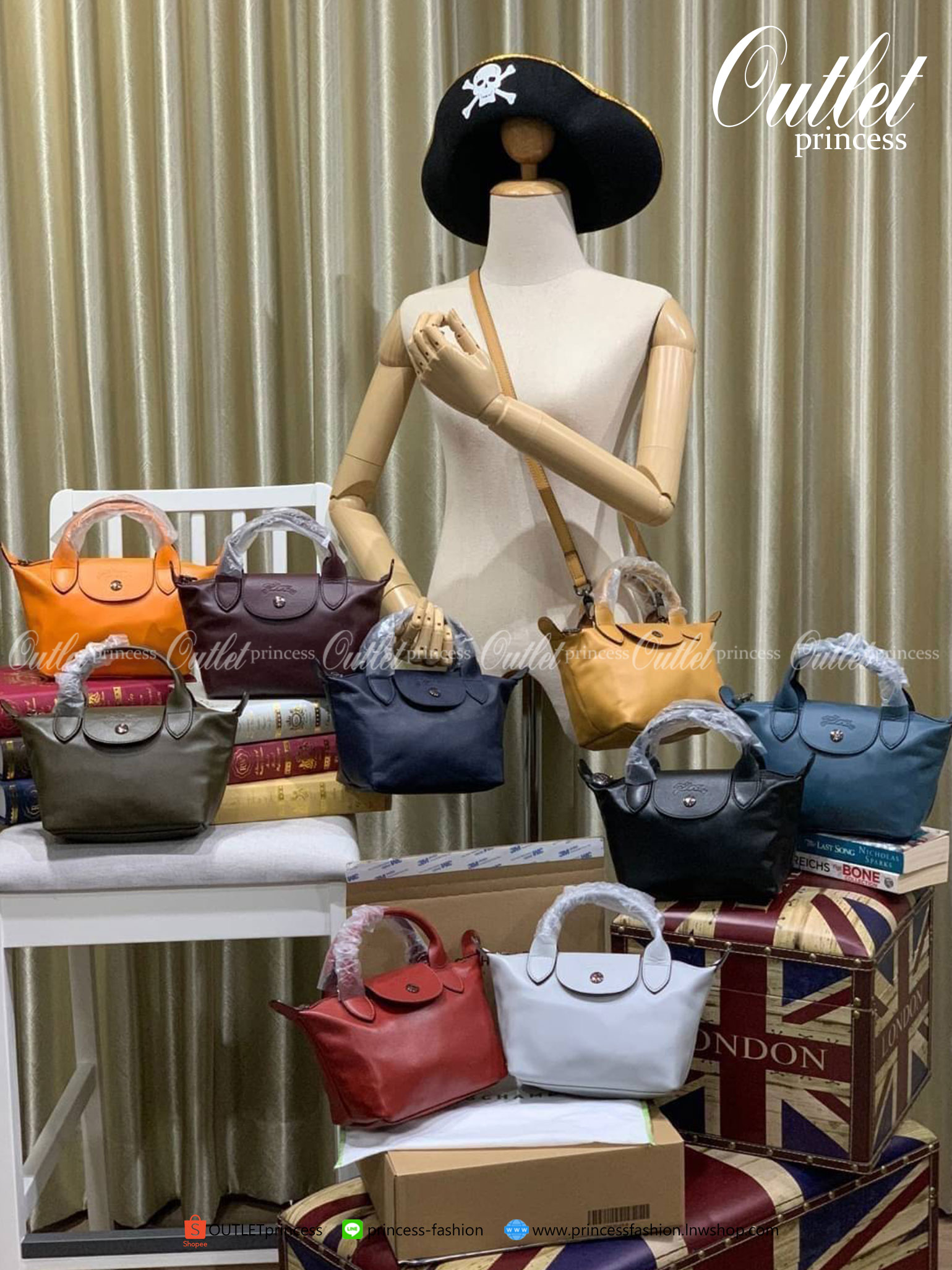 ของแท้ 100% Longchamp LE PLIAGE CUIR TOP HANDLE BAG Color: Black,Orange,Sienna, Navy,Nordic,Grey,Lichen