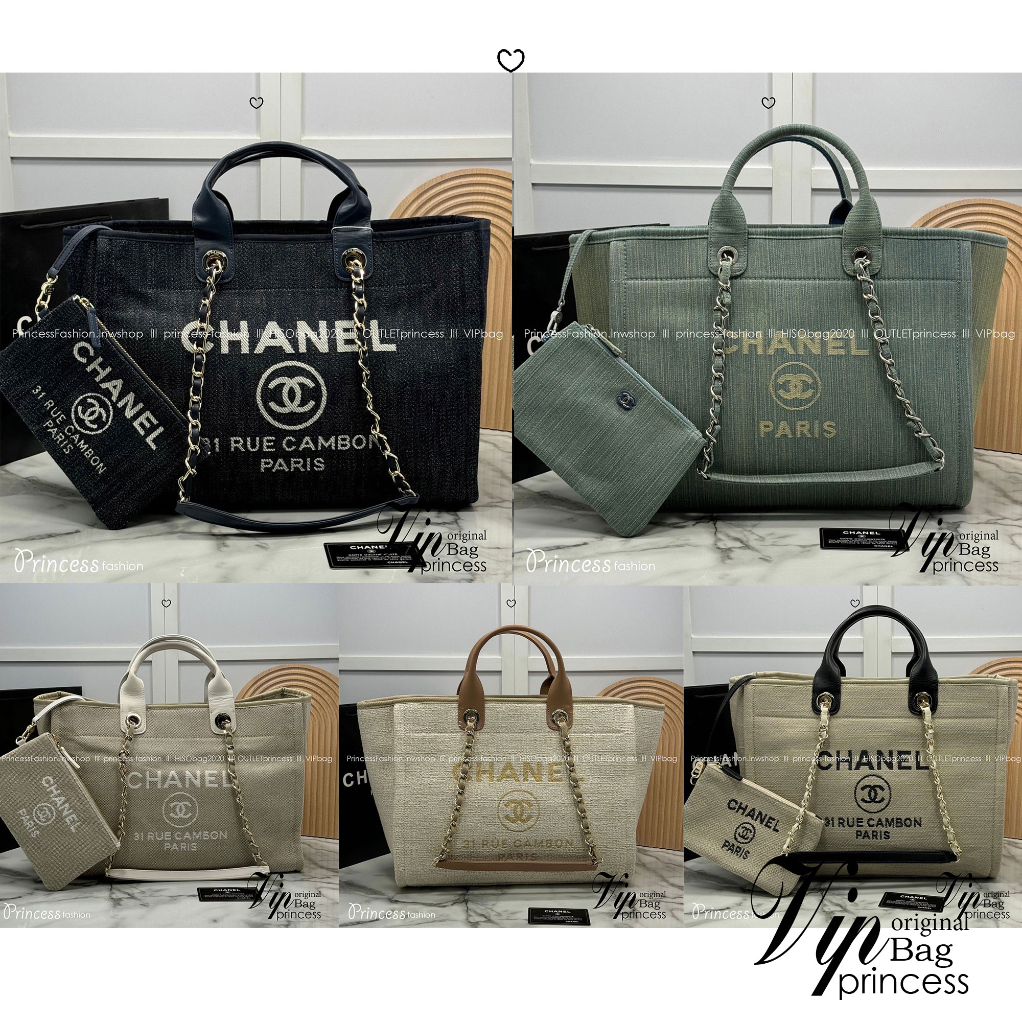 ORI หนังแท้ | Chanel Deauville Tote Bag กระเป๋าสะพายทรงโท้ทช้อปปิ้ง ใบใหญ่ ภายในโล่งกว้าง จุของได้เยอะ