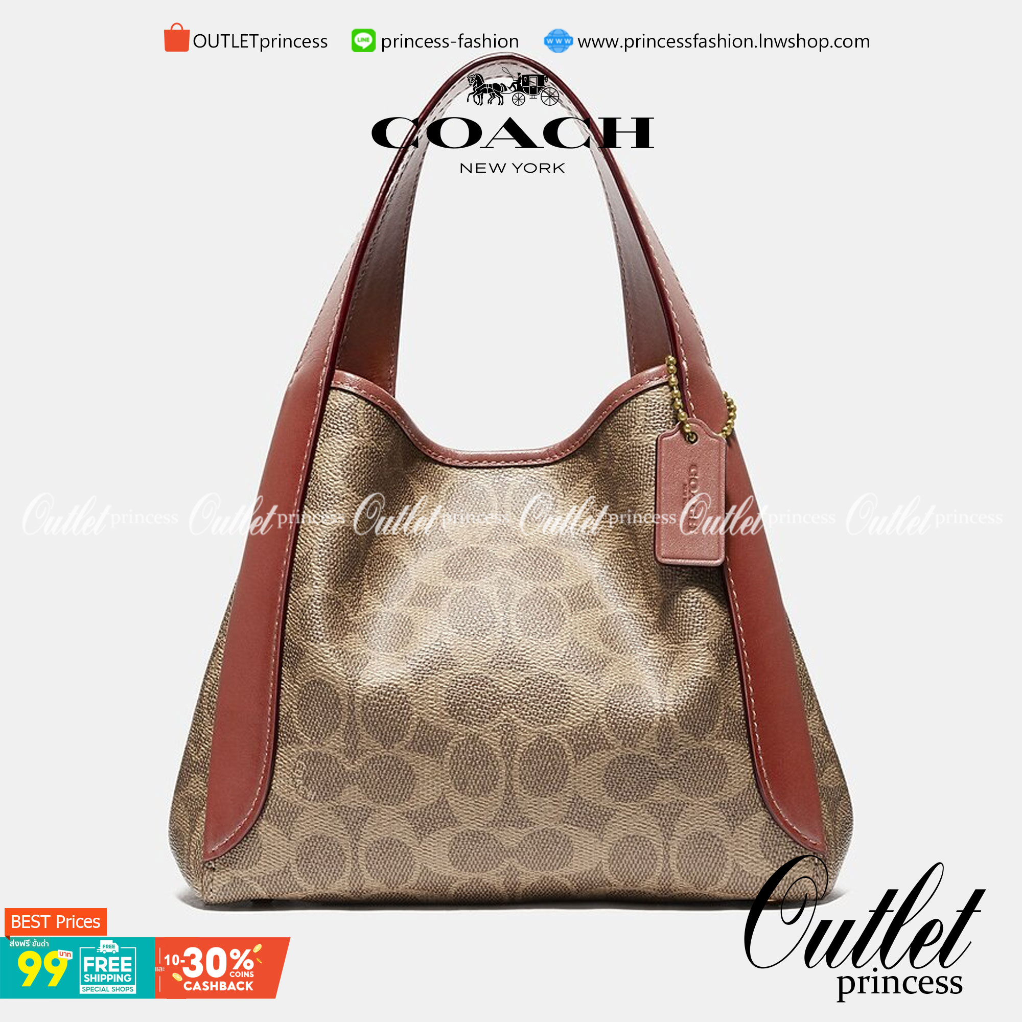 COACH 79251 HADLEY HOBO 21 IN SIGNATURE CANVAS ไอเท็มยอดนิยม คลาสสิคในทุกโอกาส กระเป๋าทรงโฮโบ ทรงสวยใช้งานได้ทุกลุค แมชท์ง่ายกับทุกสไตล์ วัสดุหนังแคนวาส ดีไซน์เอกลักษณ์ เปิด-ปิดด้วยกระดุมแม่เหล็ก มีตะขอล็อคที่ปากกระเป๋าเพื่อปรับทรงใช้งานได้ ภายในโล่งกว้าง