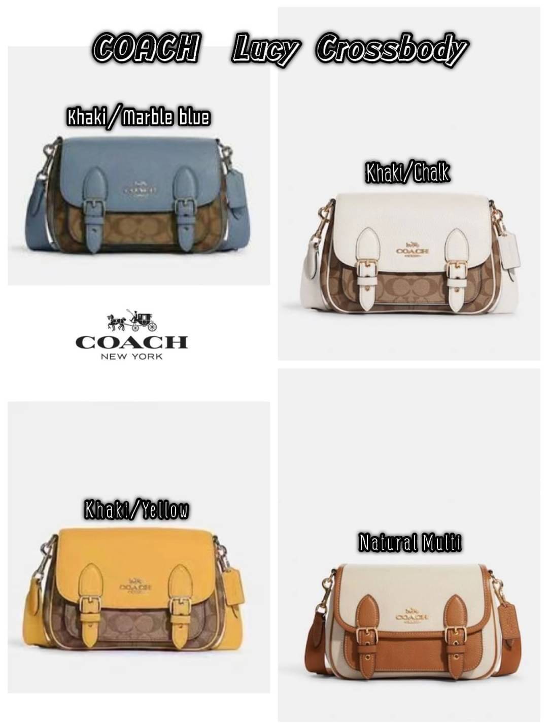 COACH Lucy Crossbody กระเป๋าใบนี้ขนาดกะทัดรัดกำลังดี เพียงพอสำหรับใส่ของจำเป็นที่ต้องการพกติดตัว ที่สำคัญใช้งานง่ายสามารถหยิบของได้สะดวกรวดเร็ว วัสดุผ้าใบเคลือบซิกเนเจอร์และหนังกรวดละเอียด ด้านในมีซิปและกระเป๋าอเนกประสงค์ ปิดสแน็ปอิน กระเป๋าแบบเปิดด้านนอก