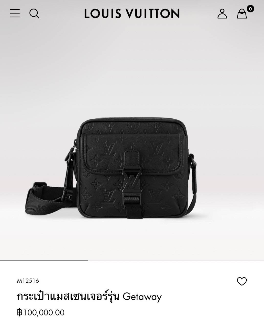 สลับแท้ LV Getaway Messenger Monogram Shadow Leather Bag กระเป๋าแมสเซนเจอร์ ขนาดกะทัดรัดเพรียวบางตอบโจทย์การใช้งาน โดดเด่นด้วยโลโก้ปั้มแบรนด์เต็มใบ