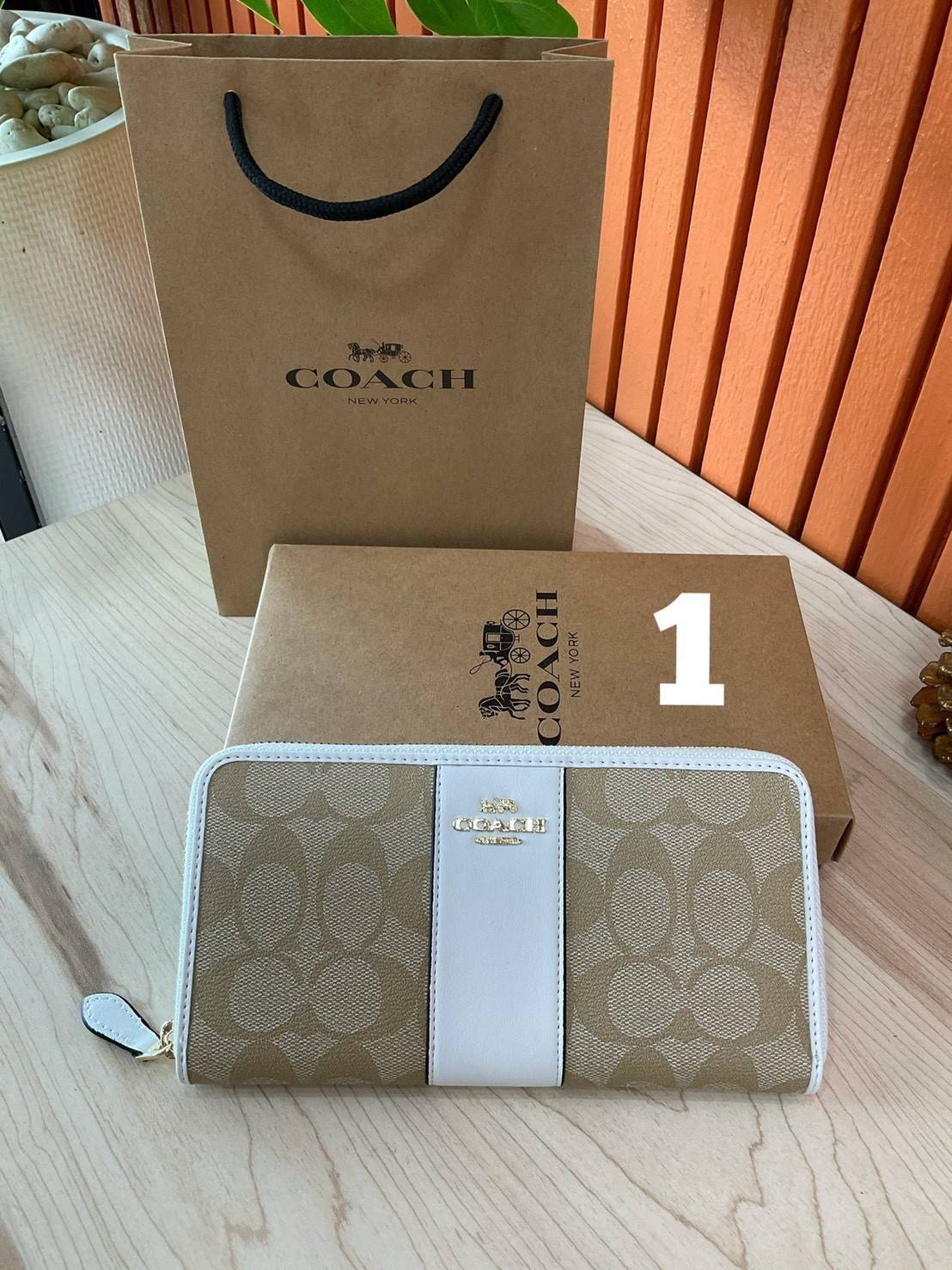 ของแท้ 💯% COACH ACCORDION ZIP WALLET IN SIGNATURE CANVAS (F54630) New Coach กระเป๋าสตางค์ใบยาว