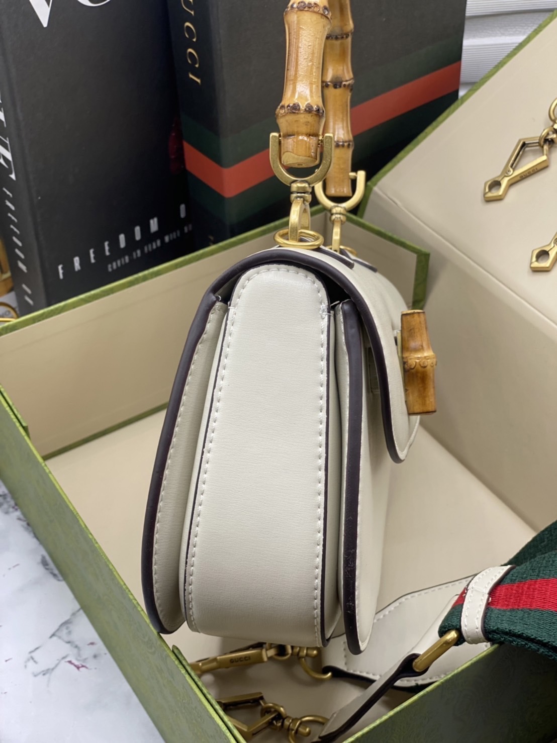 หนังแท้ Gucci Bamboo 1947 small top handle bag พร้อมส่งที่ไทย