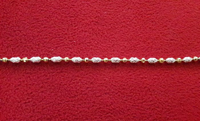 สินค้าจองค่ะ สร้อยคอผู้หญิงสองกษัตริย์เงินทองเคลือบแก้วลายไข่ปลาสลับเม็ดข้าวแบบยาว ความหนา 3 มม.ค่ะ