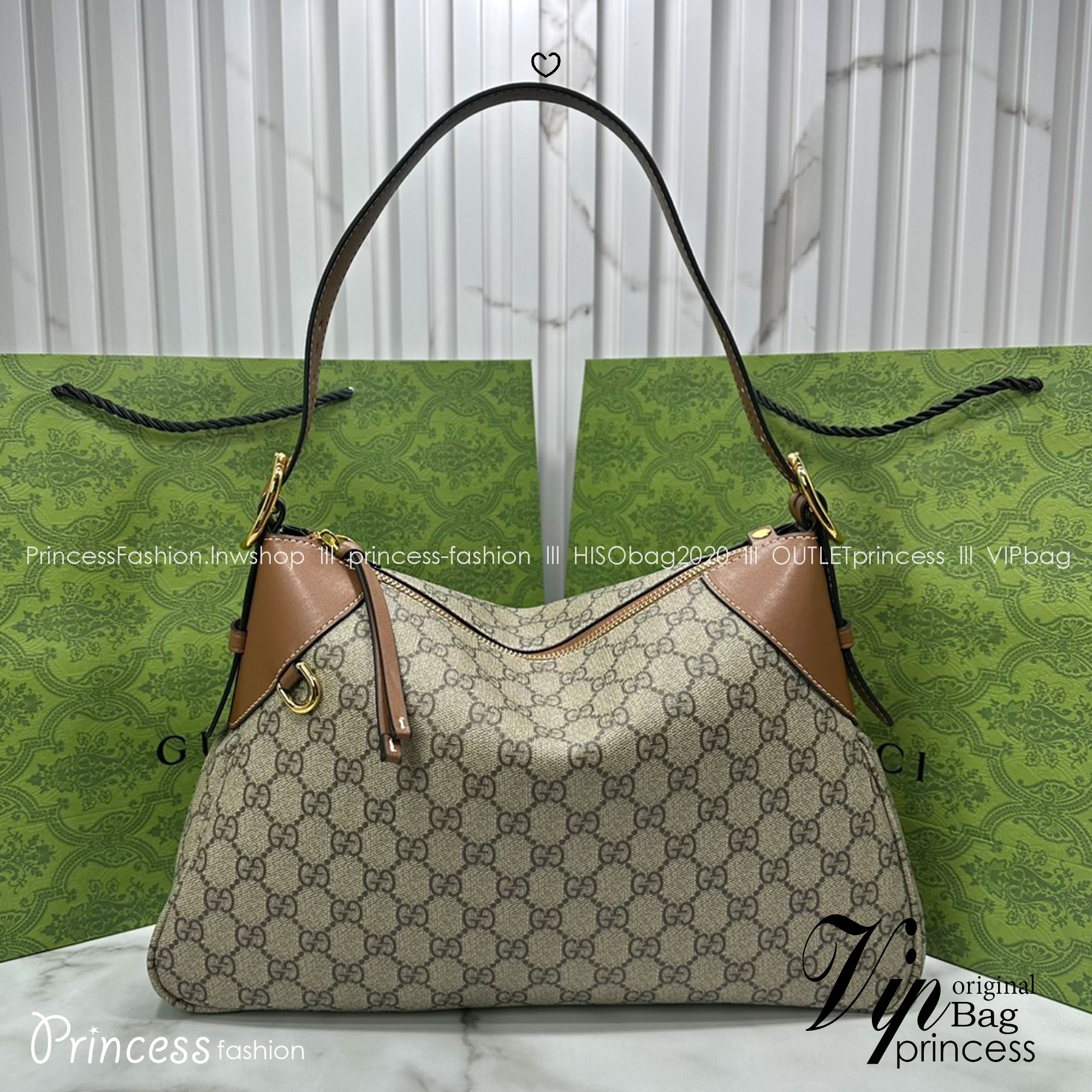 GUCCI GG Emblem medium shoulder bag กระเป๋าสะพายทรงใหม่สวยคลาสสิค พิมพ์ลายคมชัด เป็นไอเท็มต้องมีและยกเป็น everyday bag ได้เลย