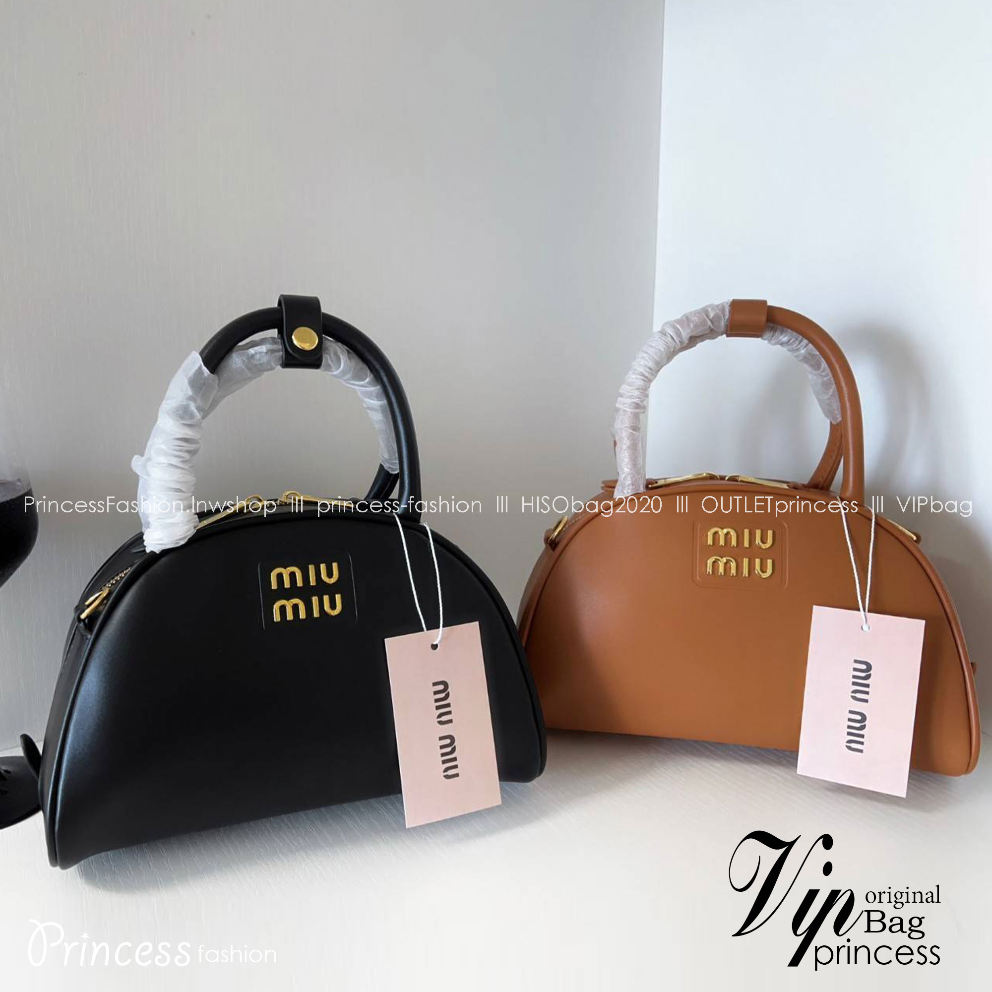 MIU MIU HALF-MOON TOP HANDLE BAG / Patent leather bowling bag / Miu Miu Leather top-handle bag กระเป๋าทรงพระจันทร์เสี้ยว หนังนิ่ม ลื่นเงา ตัดกับอะไหล่ทองได้ลงตัว