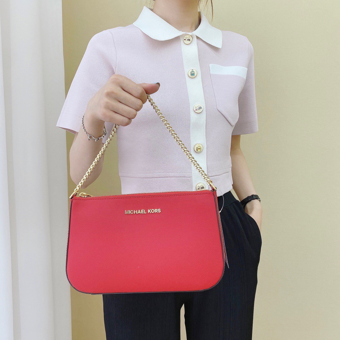 MICHEAL KORS SAFFIANO CROSSBODY BAG / MK Chain Pouchette Bag พร้อมส่ง 4 สี กระเป๋าสะพายข้าง ทรงสวย วัสดุหนัง SAFFIANO คุณภาพดี สวยอยู่ทรงแข็ง