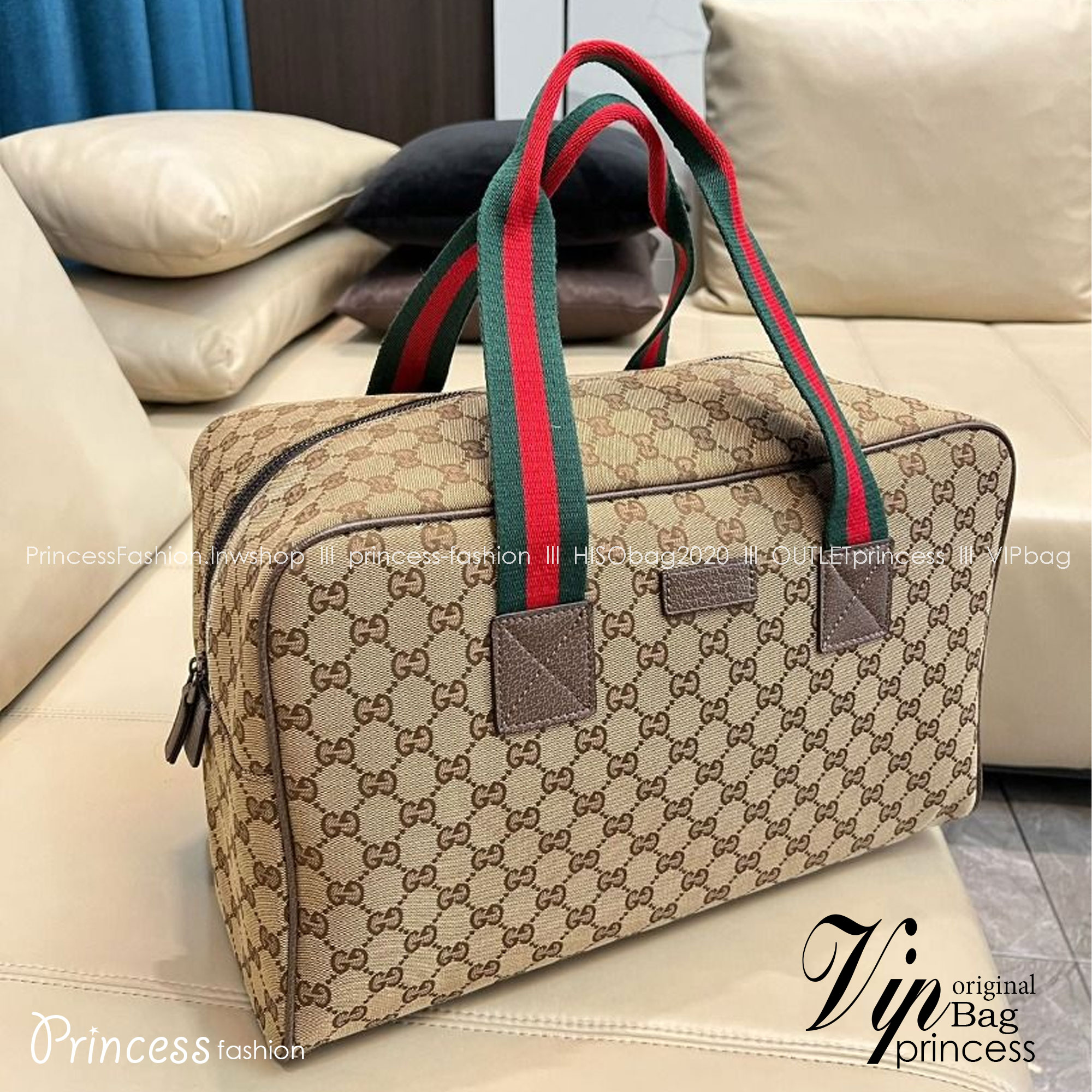 GUCCI Keepall Bag / GUCCI travel bag / GUCCI Vintage Monogram Web Handles Overnight Duffle Travel Bag กระเป๋าเดินทาง เตรียมความพร้อมสำหรับทริปเที่ยวช่วงสิ้นปี!! ดีไซน์เรียบง่าย แฝงความคลาสสิค ที่ใช้ได้ทั้งชายและหญิง