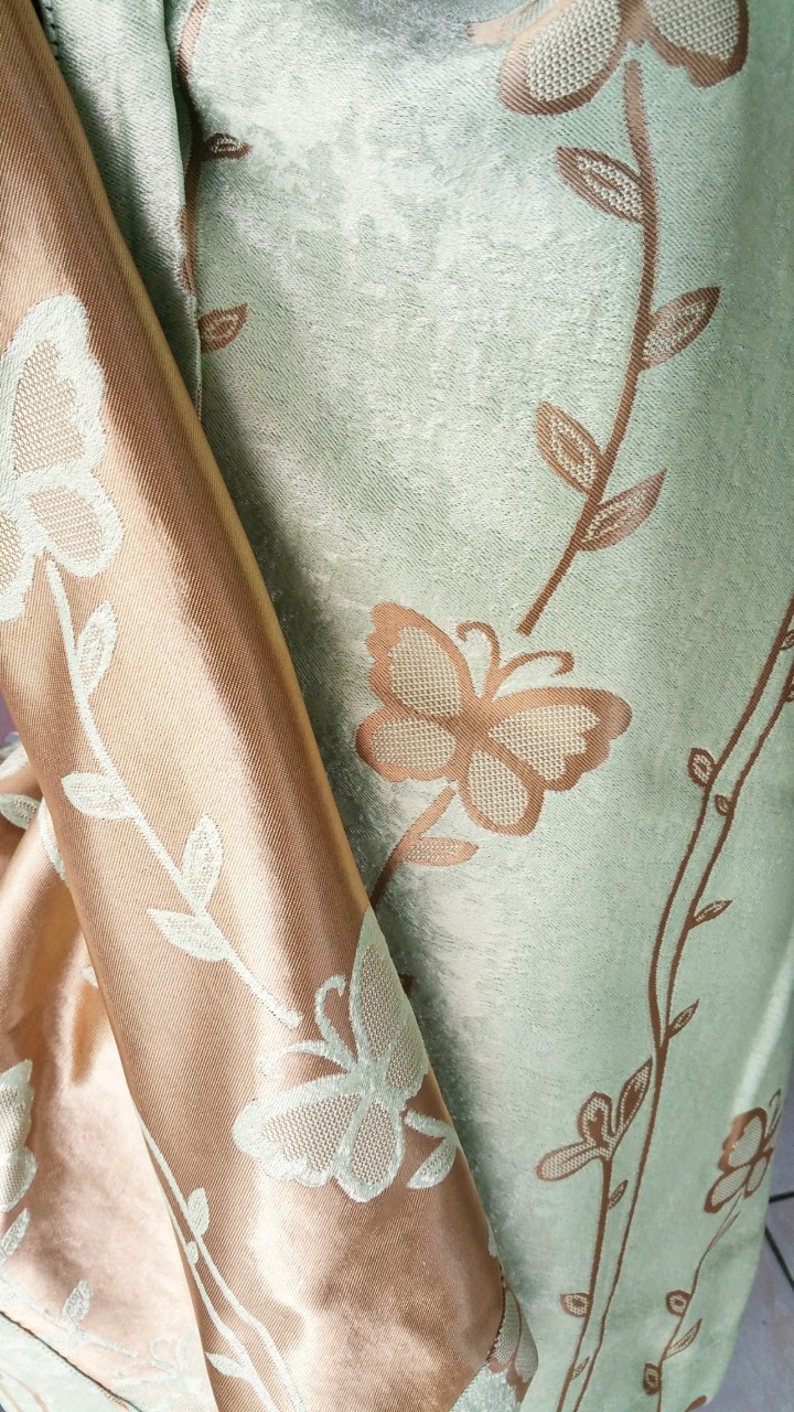ม่านก.130*ส.143ซม./ผืน ลายผีเสื้อ สีเขียว