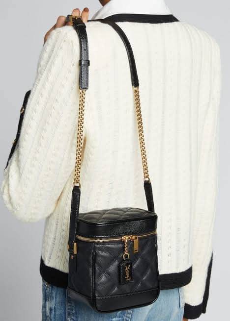 YSL 80'S VANITY BAG IN CARRÉ-QUILTED GRAIN DE POUDRE EMBOSSED LEATHER