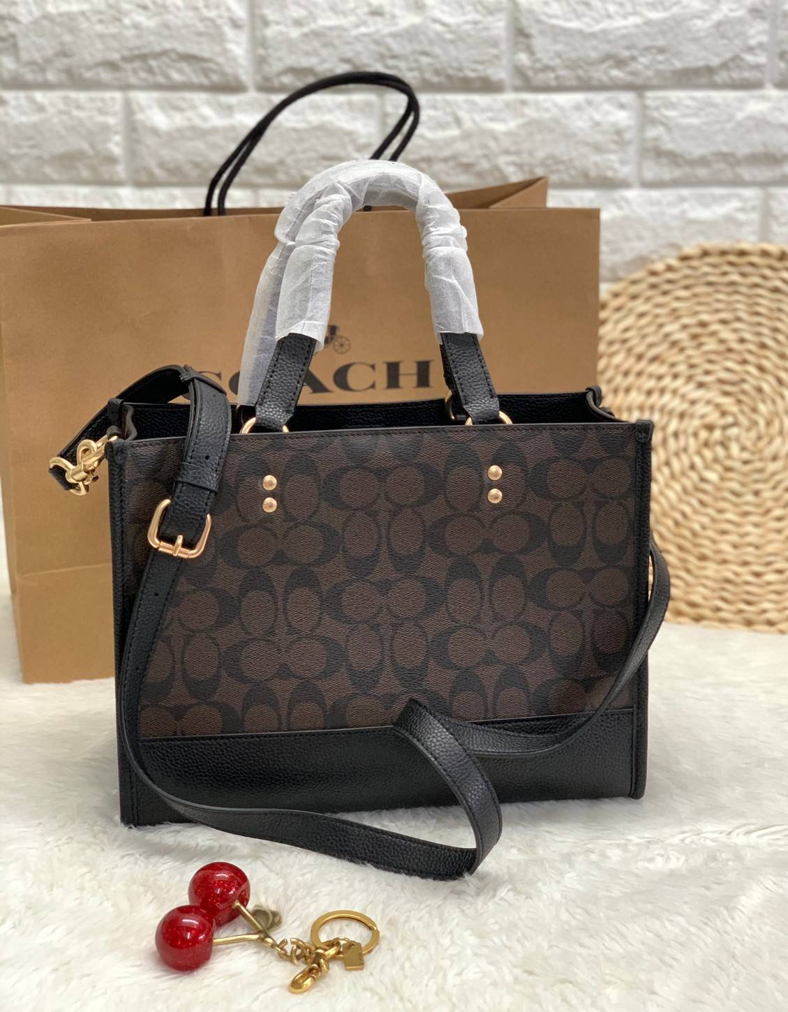 ของแท้ 100% COACH DEMPSEY CARRYALL IN SIGNATURE CANVAS ((1955)) น้ำตาลเข้ม