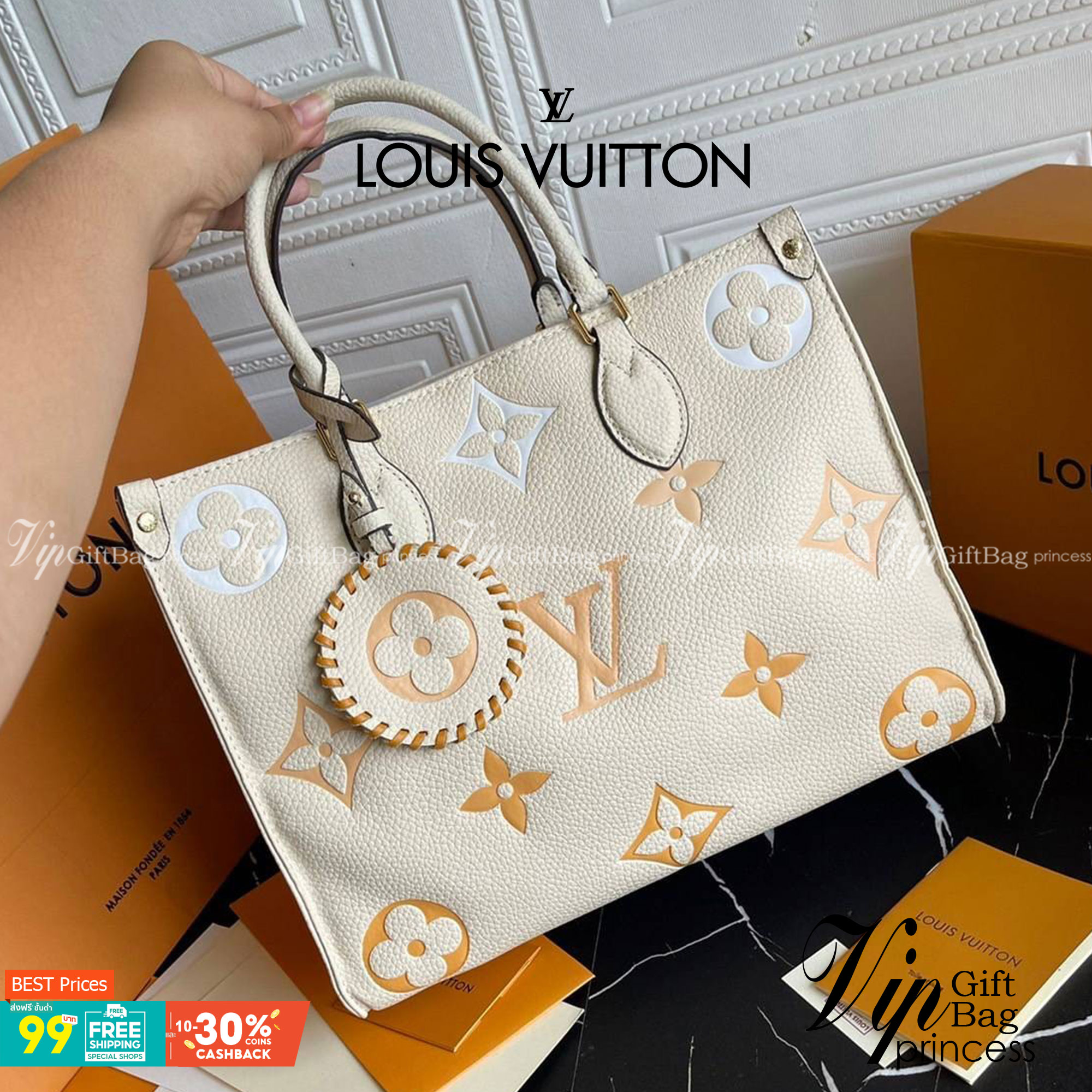 หนังแท้ LOUIS VUITTON Empreinte Monogram Giant By The Pool Onthego พร้อมส่งที่ไทย เกรดใช้งานต่างประเทศได้