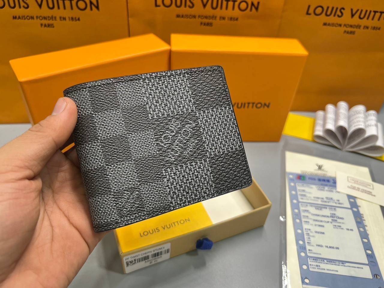 ORI หนังแท้ | LV Multiple Wallet / LV Short Wallet / LV Damier Graphite Wallet กระเป๋าสตางค์ใบสั้น กระเป๋าสตางค์ผู้ชาย