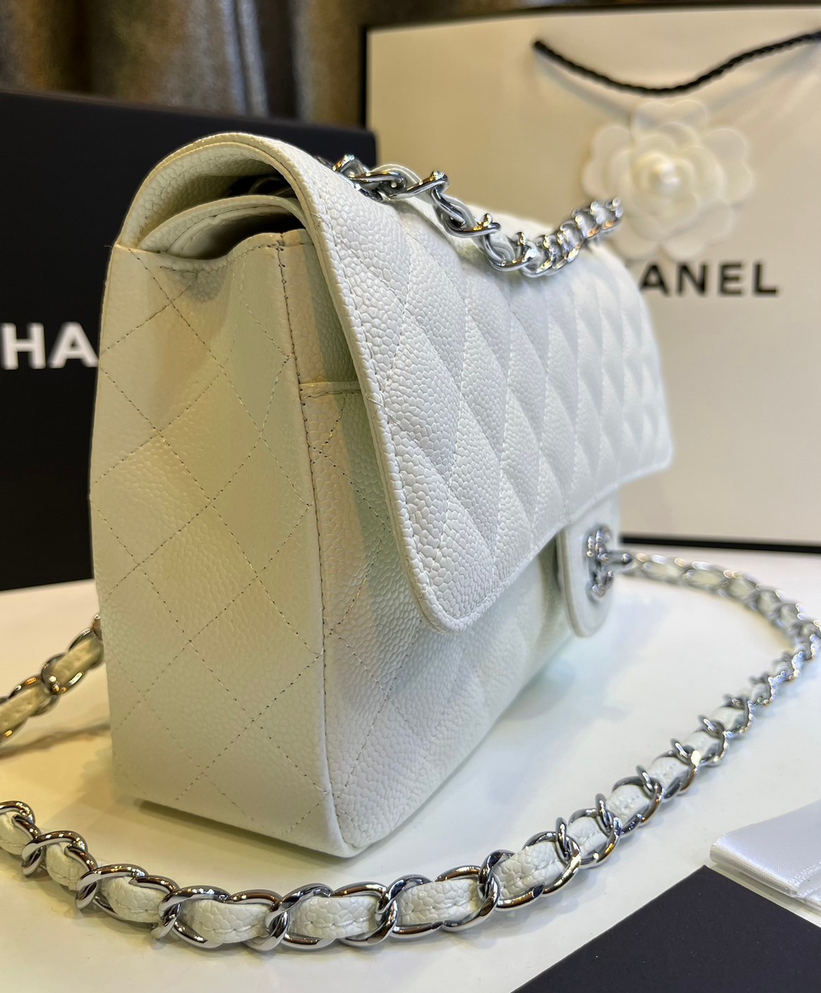 พร้อมส่งโทนพาสเทล CHANEL Classic in Pastel 25cm กระเป๋าสะพายรุ่นยอดนิยมเรียบหรู เกรดออริ 1:1 ใช้งานต่างประเทศได้ ภาพถ่ายจากงานขายจริง