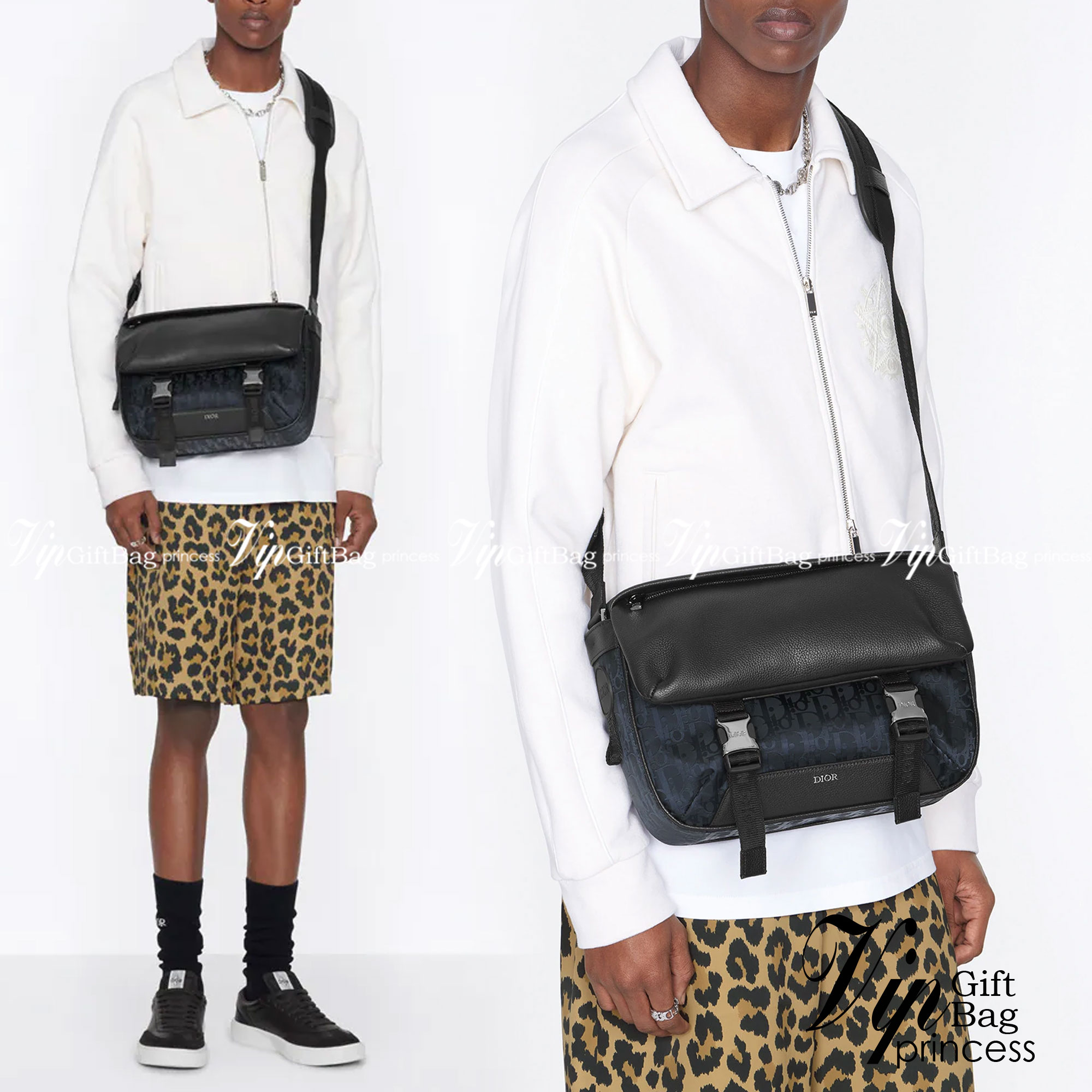 Dior Explorer Messenger Bag Black / Dior messenger bag / Dior Oblique Mirage Technical Fabric and Grained Calfskin เกรดเทพออริจินอล หนังแท้ ภาพถ่ายจากสินค้าจริง ใช้งานต่างประเทศได้