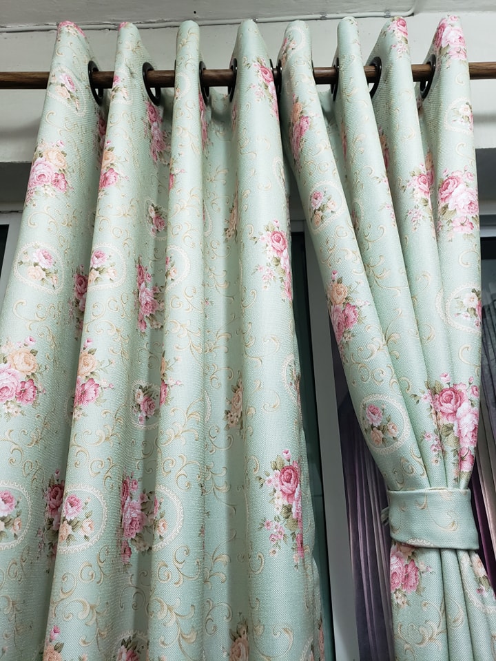 ผ้าม่านก.130*ส.180ซม./ผืน รุ่นVintage สีเขียว