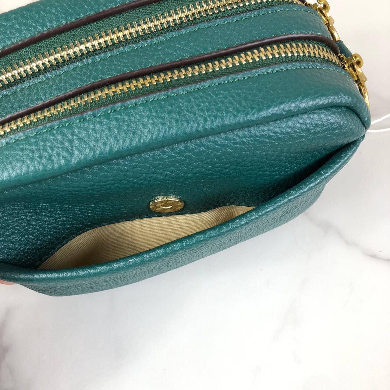 ของแท้ 💯% Tory Burch Perry Bombe Mini Leather Crossbody กระเป๋าสะพาย 2 ช่องซิป