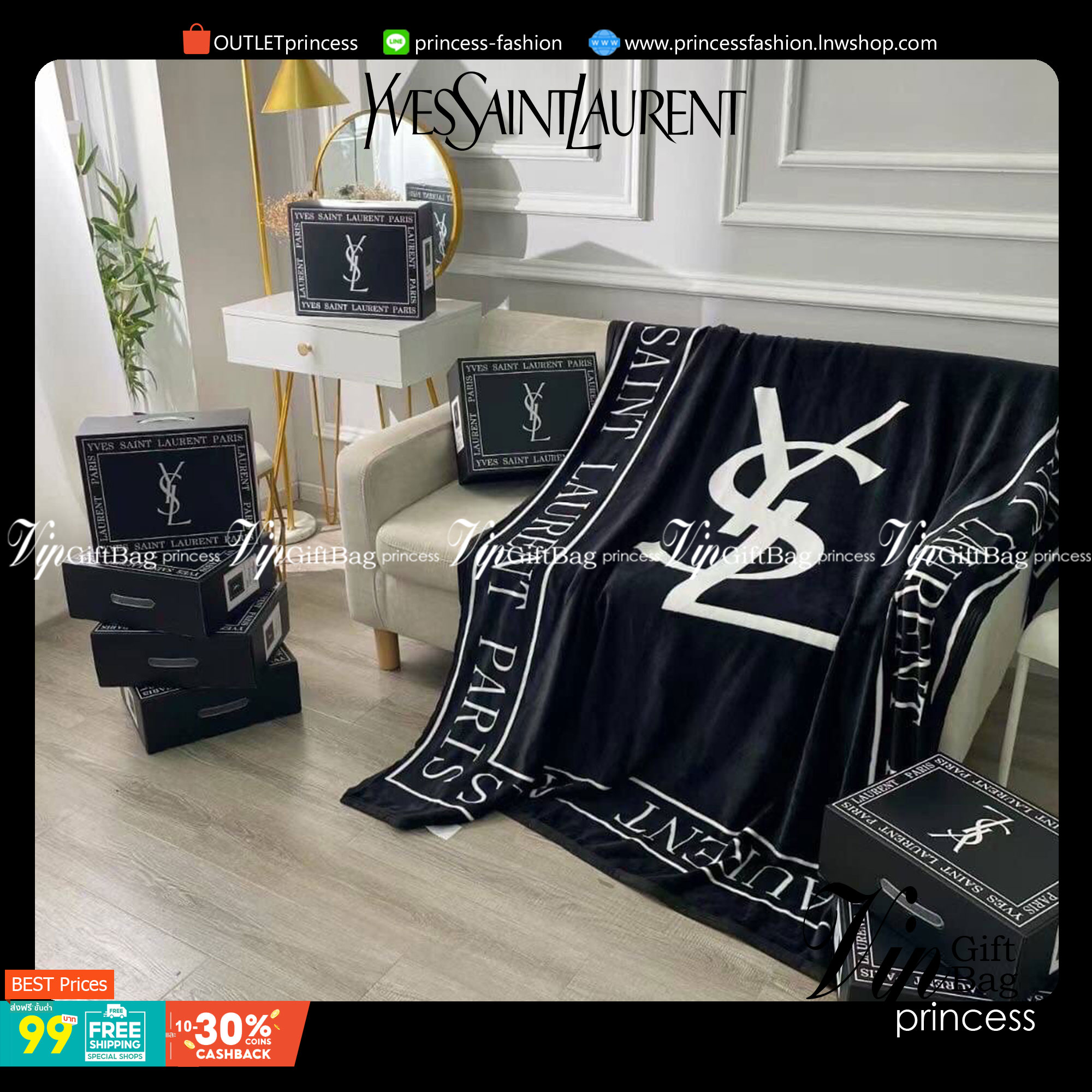 VIP GIFT 】Best Gift! พร้อมกล่อง Yves Saint Laurent Blanket ไอเท็มแนะนำ ผ้าห่มนุ่มนิ่ม ขนปุยๆๆ สบายผิวมาก เนื้อผ้านิ่มฟูนุ่มใช้ได้ทุกโอกาส ขนาดกำลังดี พกพาสะดวก สามารถพกไว้ใช้ในรถ ใช้ในออฟฟิศได้ จะซื้อใช้เองหรือมอบเป็นของขวัญก็ดูดีพร้อมส่งที่ไทย ราคาสุดคุ้