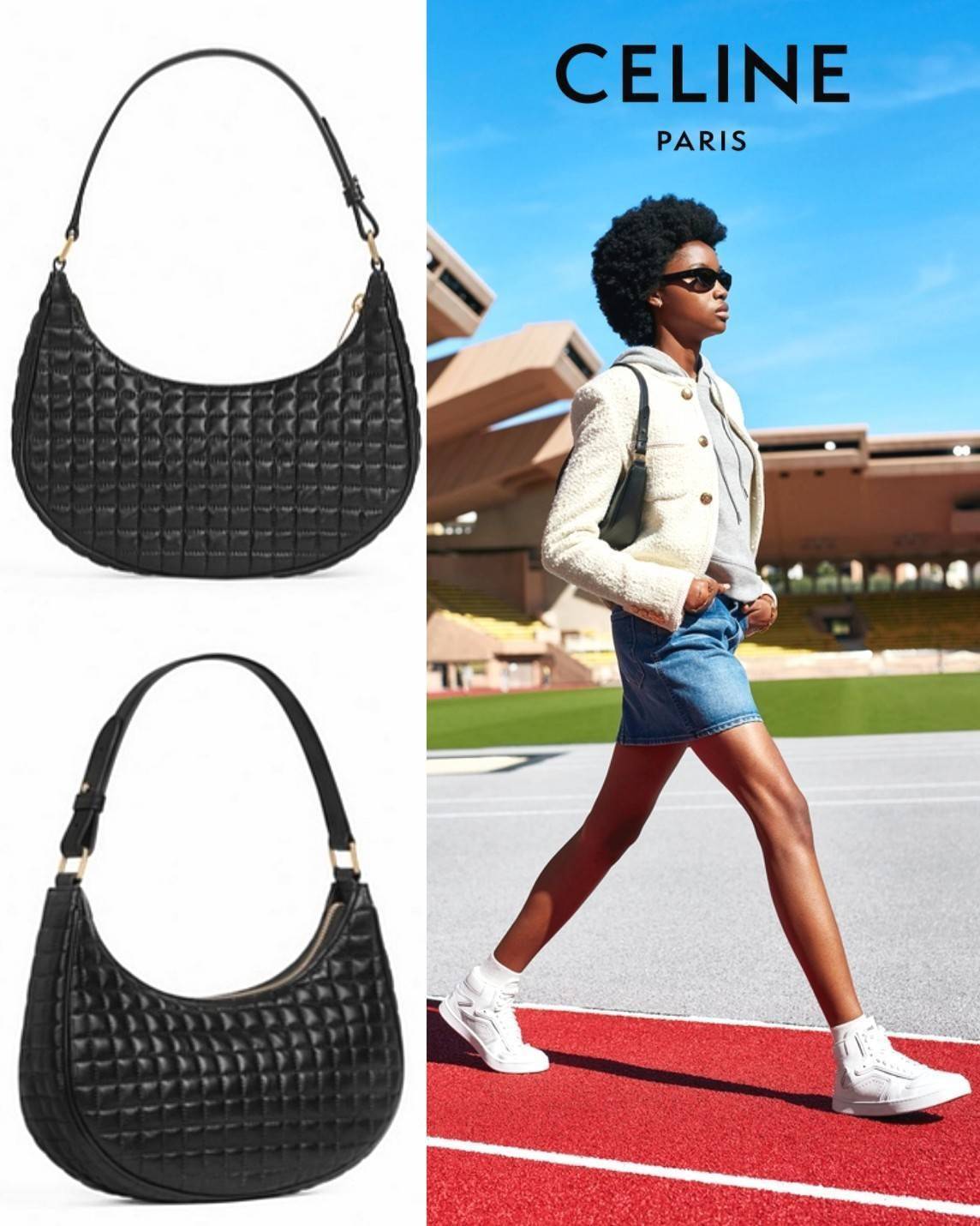 พรีเมี่ยมกิ๊ฟแท้ 100% 】CELINE SHOULDER BAG VIP GIFT WITH PURCHASE (GWP) พรีเมี่ยมกิ๊ฟ Limited Edition จาก CELINE HAUTEPARFUME DUTYFREE COUNTER วัสดุ LAMBSKIN หนังนิ่มสวยอยู่ทรงดีไซน์หรูฮิตสุดๆในเกาหลี เปิดปิดด้วยซิปแบรนด์สีทอง