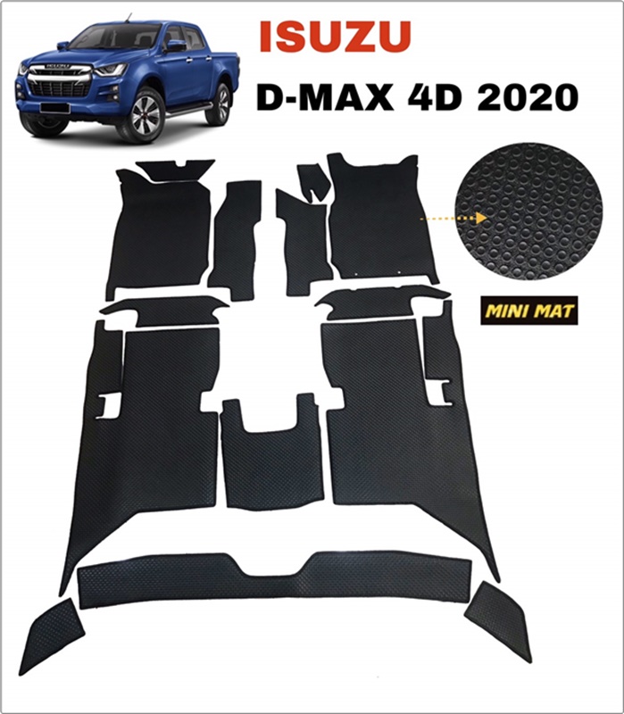 ยางปูพื้นรถยนต์ ISUZU D-MAX 4D 2020 พรมลายกระดุมเม็ดเล็ก สีดำ เต็มคัน