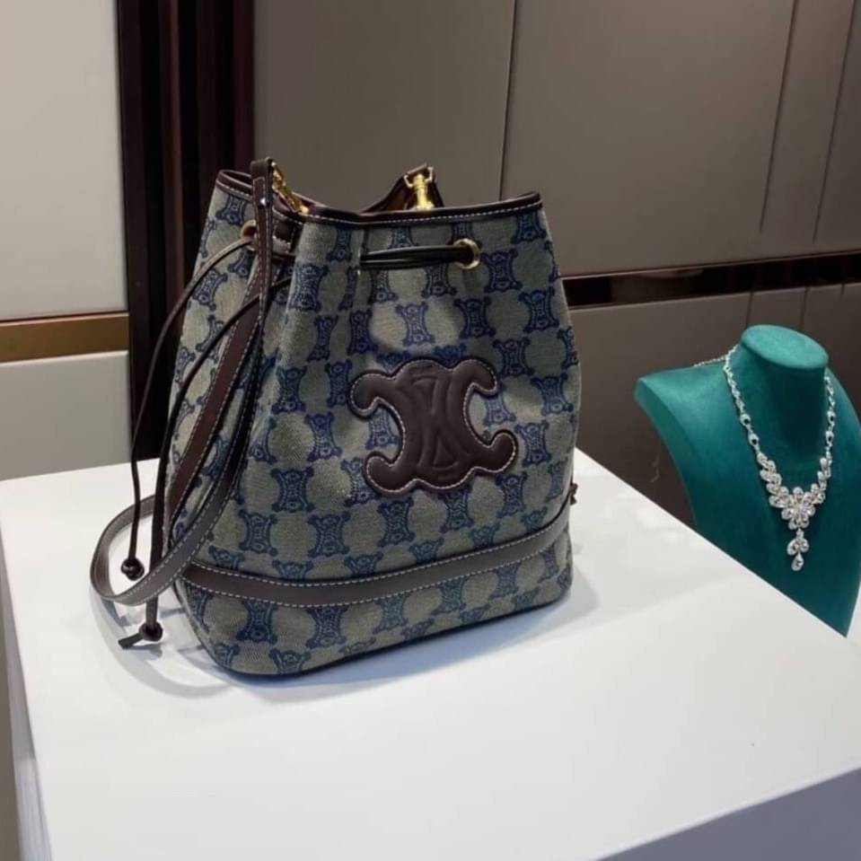 CELINE a monogram canvas bucket bag Size 10”