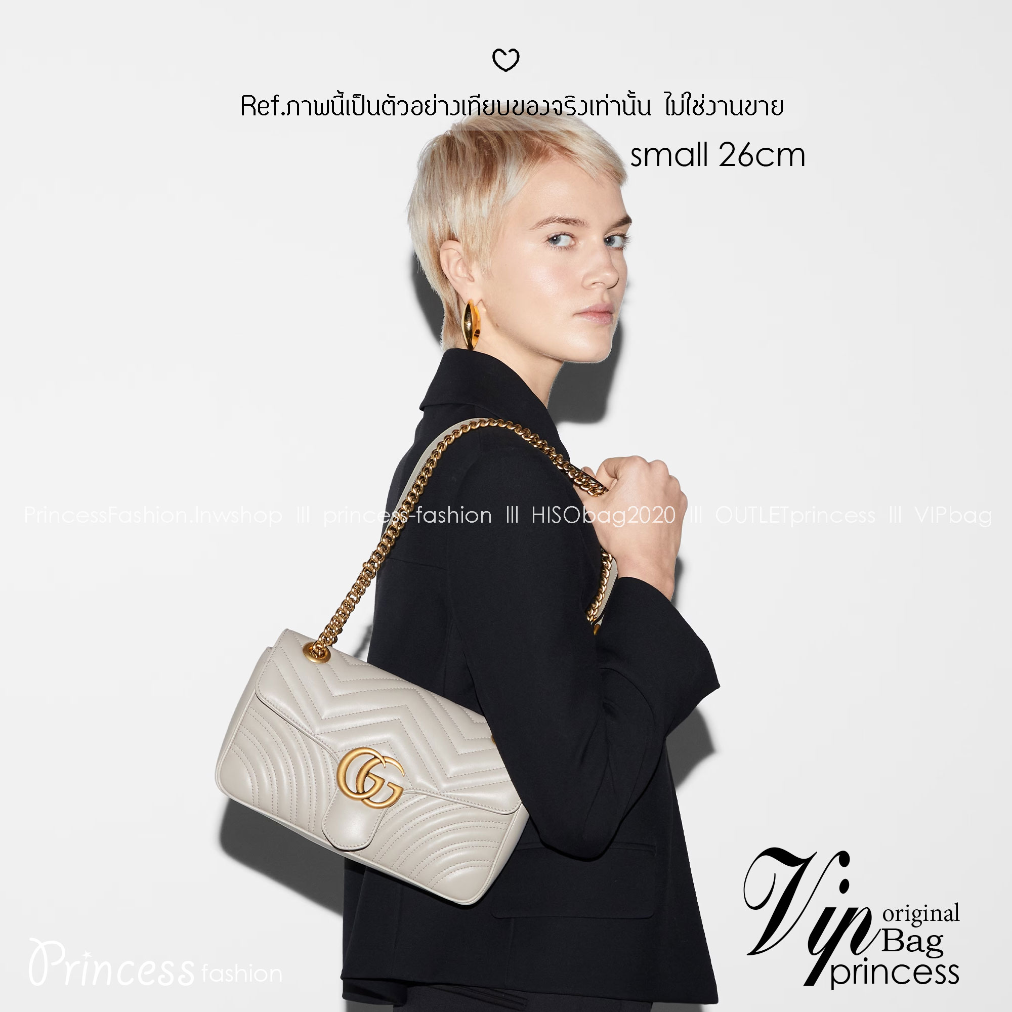 ORI | หนังแท้ GG Marmont small shoulder bag กระเป๋าสะพายข้างรุ่นคลาสสิค ดูแพง อัพลุคได้สบายๆ ด้านหลังดีไซน์รูปหัวใจ