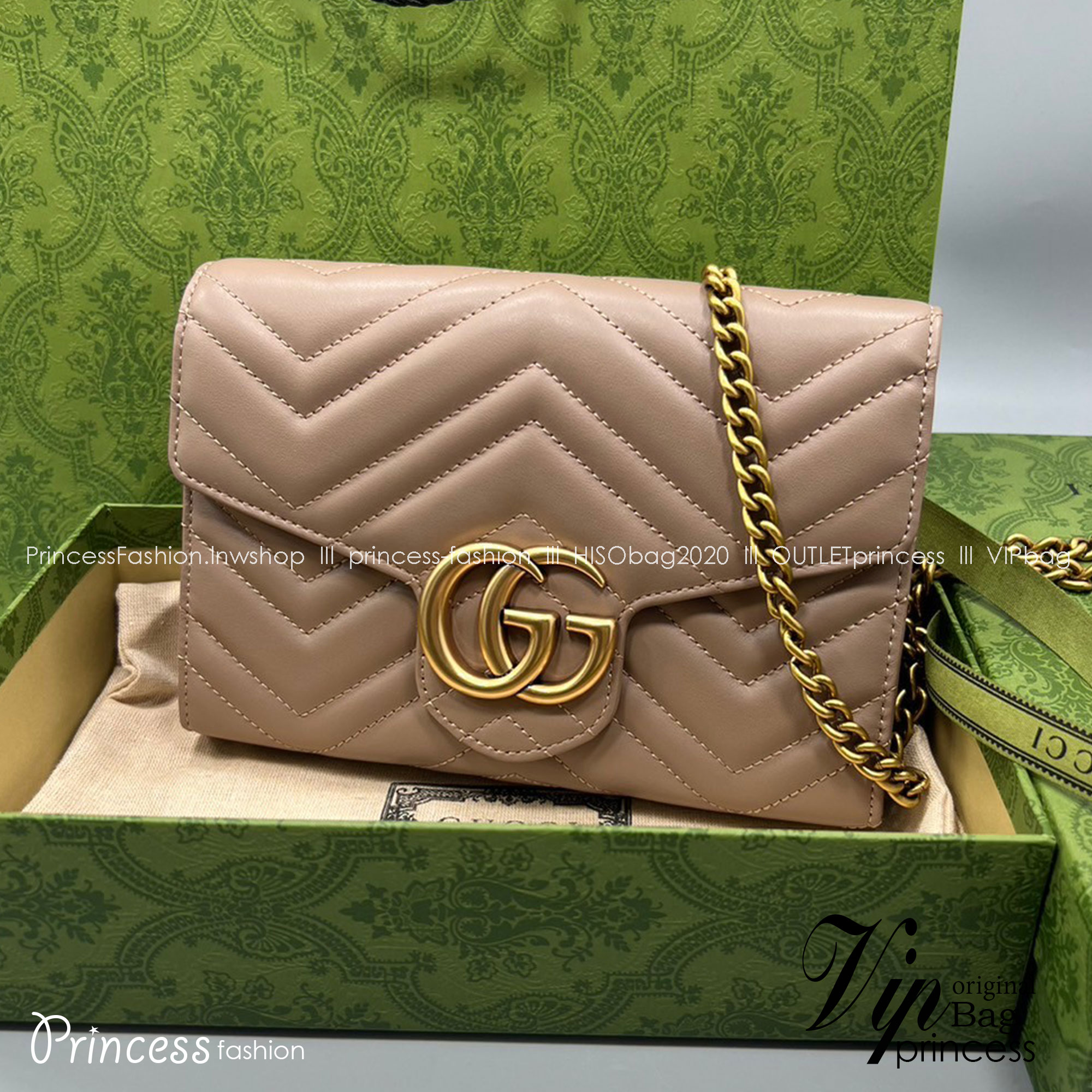 GUCCI GG Marmont Chain Wallet Matelasse Mini Soft Leather / GUCCI WOC เกรดออรินอล งานหนังสวยมากค่ะ ละมุนที่สุด ใส่บัตร ใส่แบงค์ได้ รับรองว่าจะเป็นกระเป๋าที่จะหยิบใช้งานได้บ่อยๆ รับประกันความสวยปังค่าาา