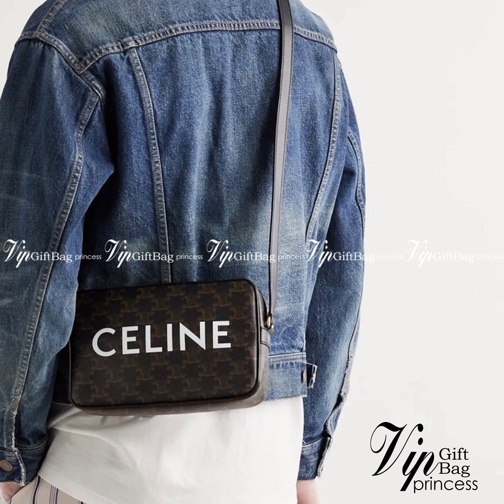 CELINE Medium Messenger Bag in Triomphe Canvas with Celine Print / Celine Camera Bag กระเป๋าทรงครอสบอดี้ ใช้ได้ทั้งชายหญิง ขนาดกลางกำลังดี น้ำหนักเบา